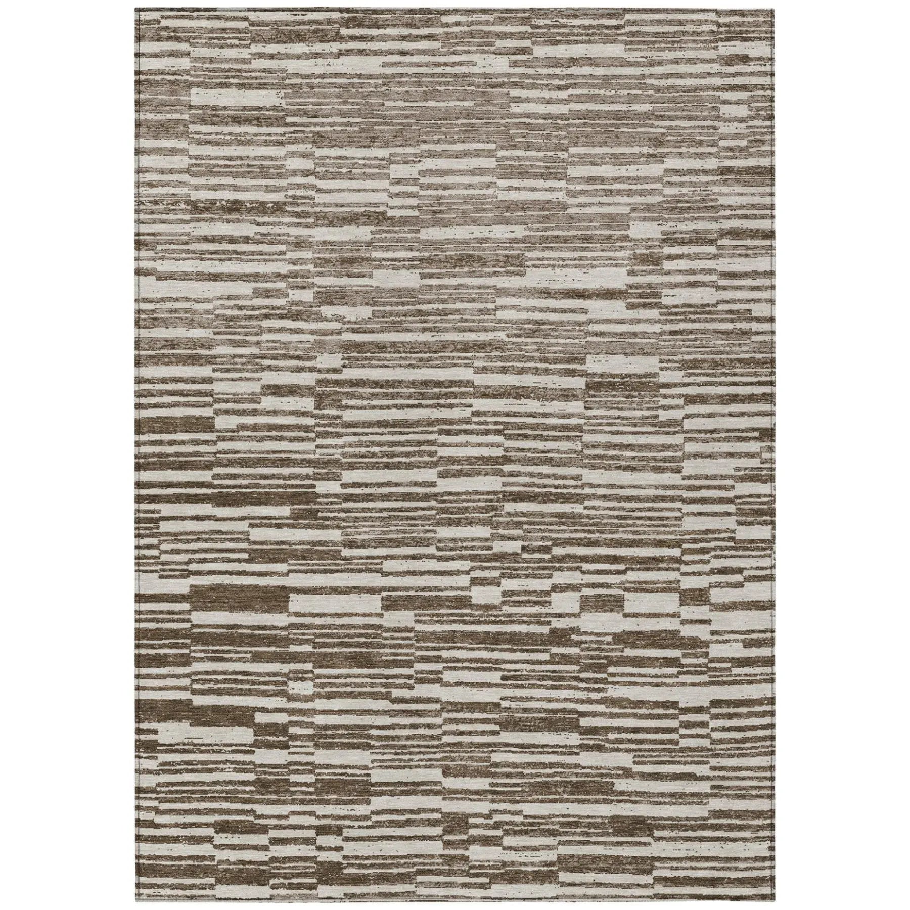 3' X 5' Chocolate And Brown Striped Washable Indoor Outdoor Area Rug Homeroots Outdoor