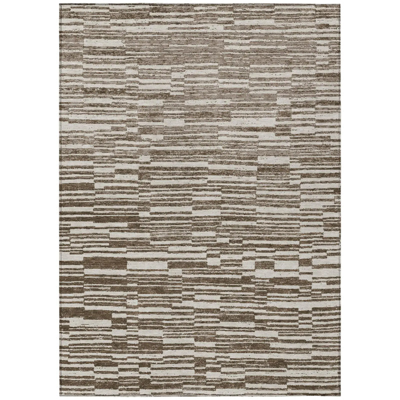 3' X 5' Chocolate And Brown Striped Washable Indoor Outdoor Area Rug Homeroots Outdoor