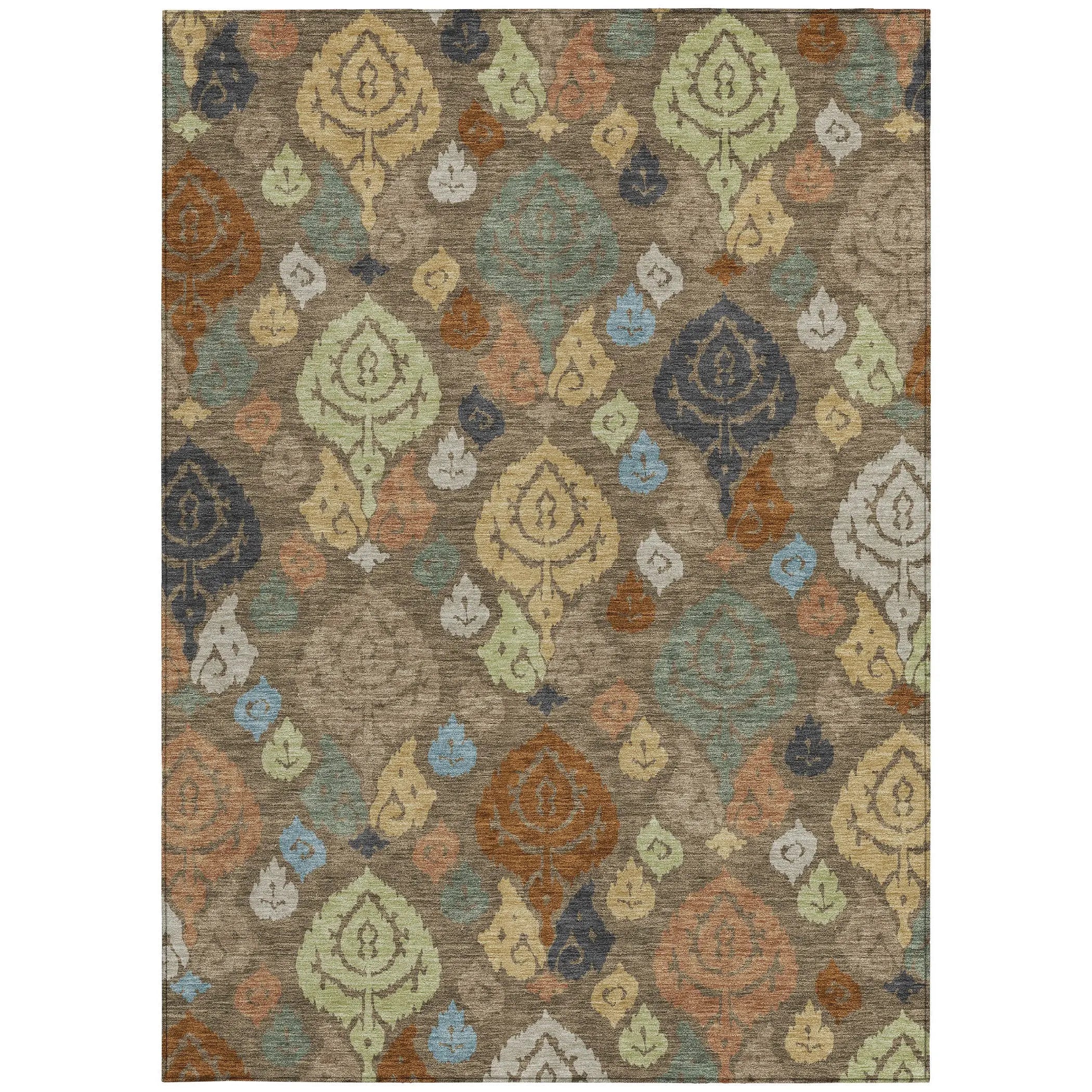 3' X 5' Chocolate And Charcoal Damask Washable Indoor Outdoor Area Rug Homeroots Outdoor