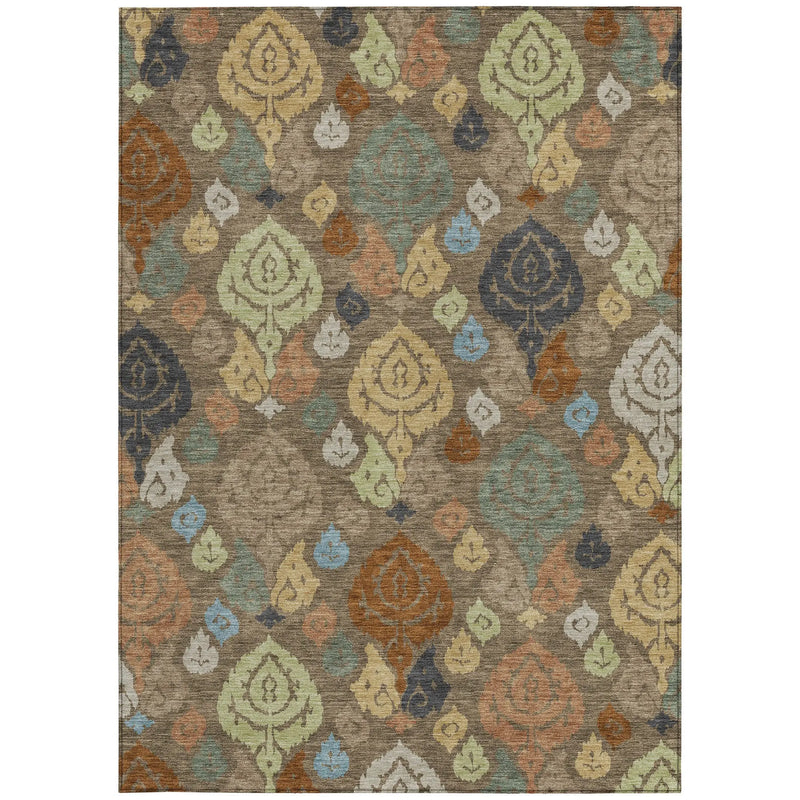 3' X 5' Chocolate And Charcoal Damask Washable Indoor Outdoor Area Rug Homeroots Outdoor