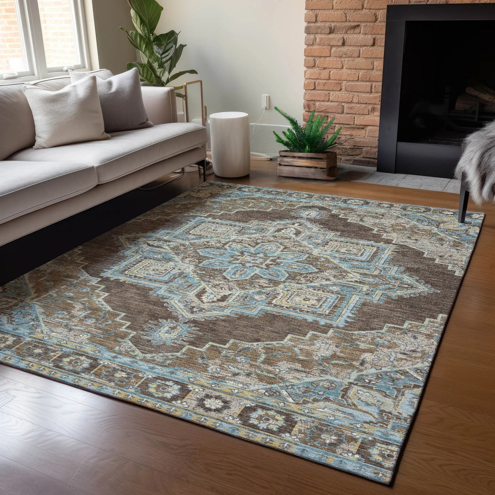 3' X 5' Chocolate And Coffee Oriental Washable Indoor Outdoor Area Rug Homeroots Outdoor