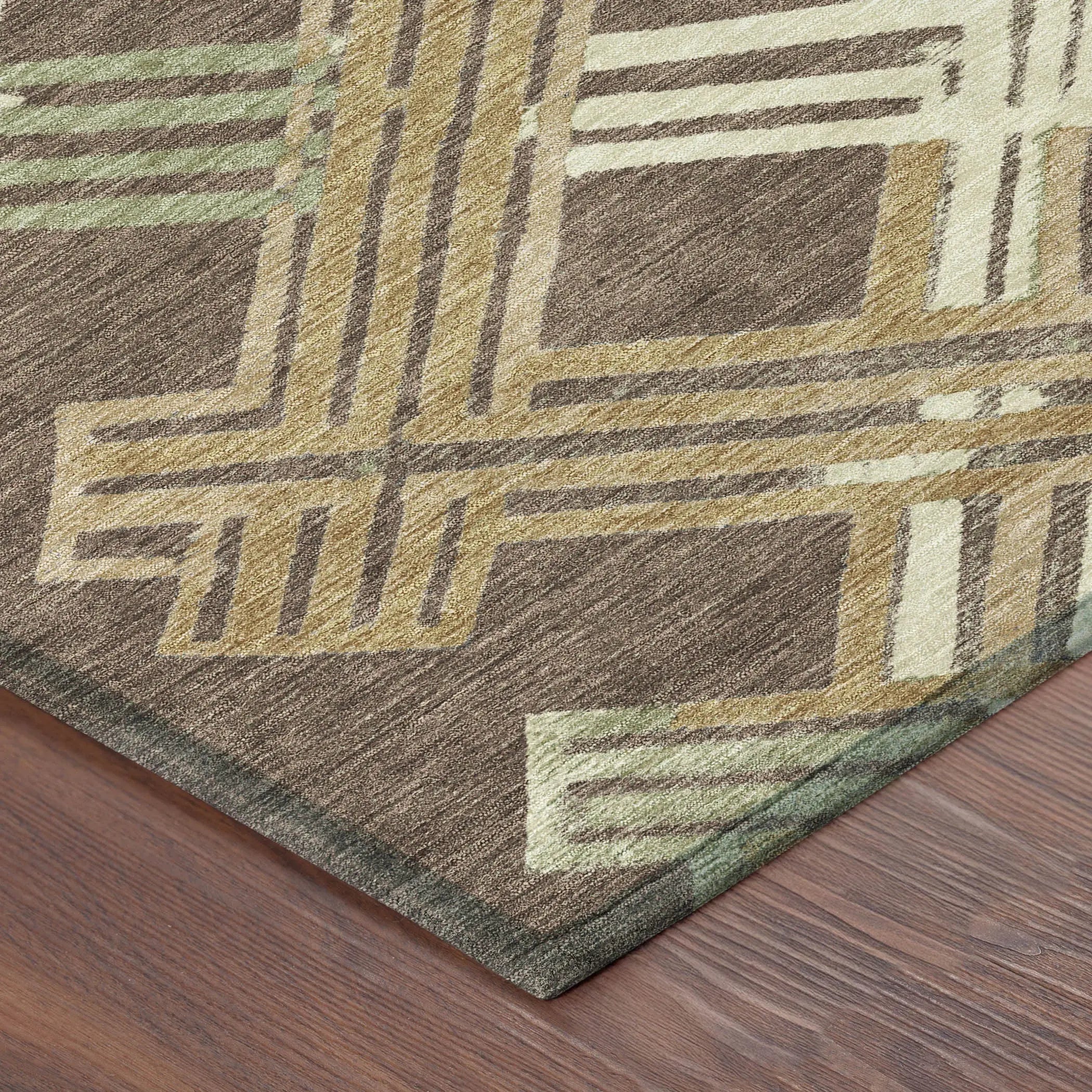 3' X 5' Chocolate And Gold Geometric Washable Indoor Outdoor Area Rug Homeroots Outdoor