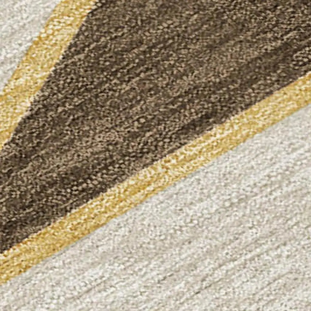 3' X 5' Chocolate And Gold Geometric Washable Indoor Outdoor Area Rug Homeroots Outdoor