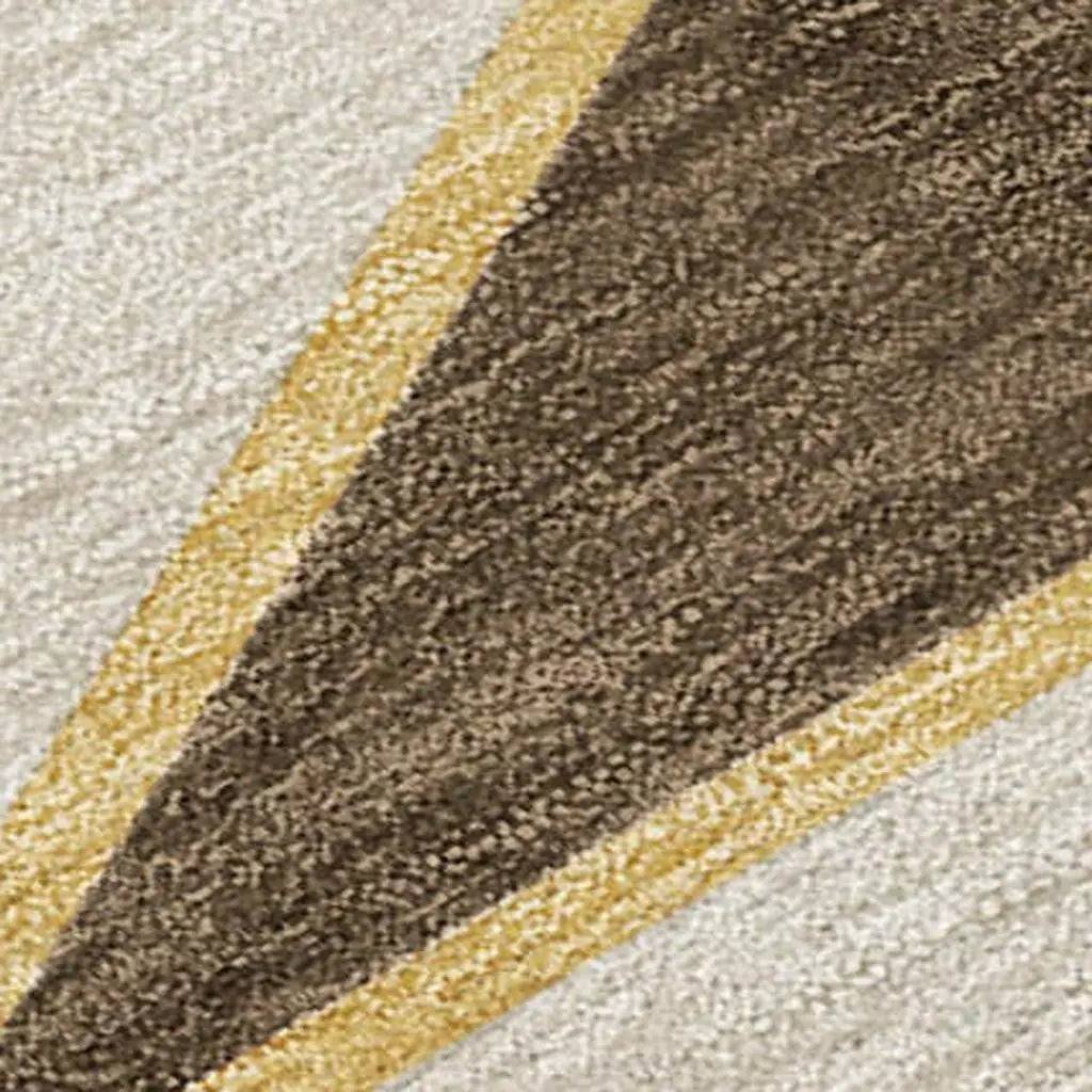 3' X 5' Chocolate And Gold Geometric Washable Indoor Outdoor Area Rug Homeroots Outdoor