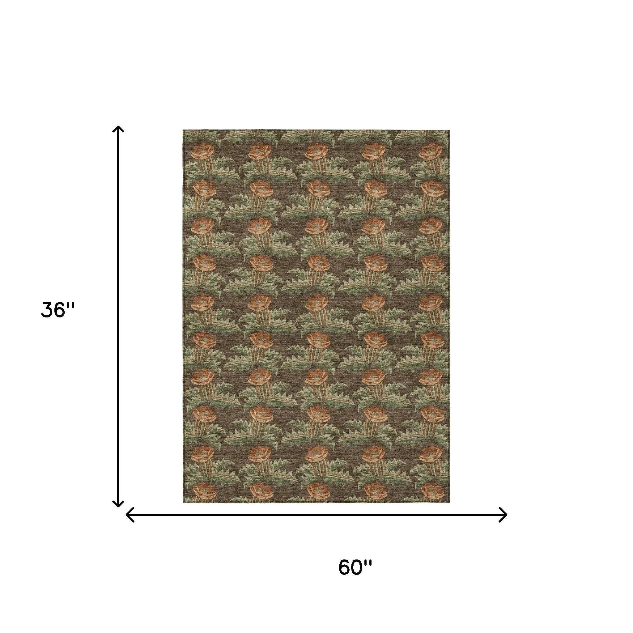 3' X 5' Chocolate And Graphite Floral Washable Indoor Outdoor Area Rug Homeroots Outdoor