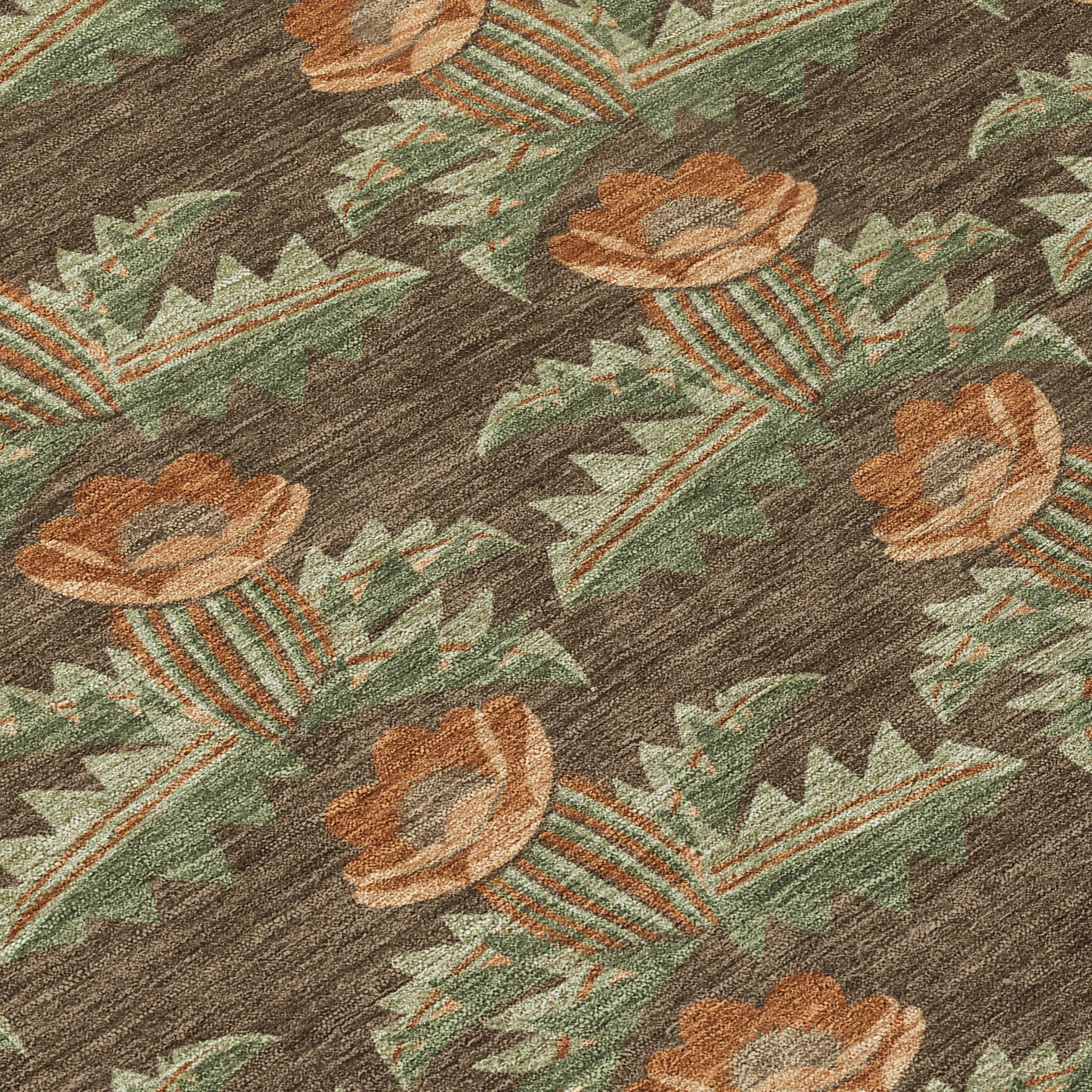 3' X 5' Chocolate And Graphite Floral Washable Indoor Outdoor Area Rug Homeroots Outdoor