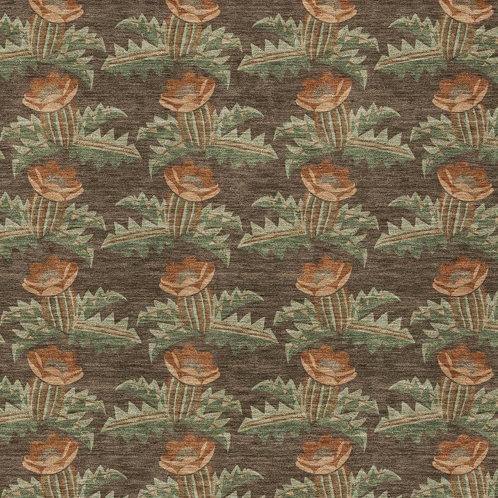 3' X 5' Chocolate And Graphite Floral Washable Indoor Outdoor Area Rug Homeroots Outdoor