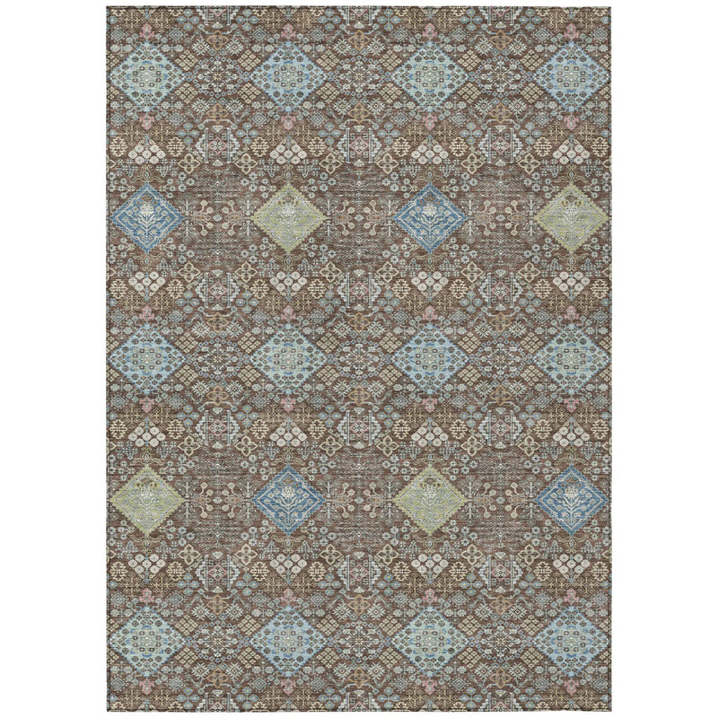 3' X 5' Chocolate And Green Oriental Washable Indoor Outdoor Area Rug Homeroots Outdoor