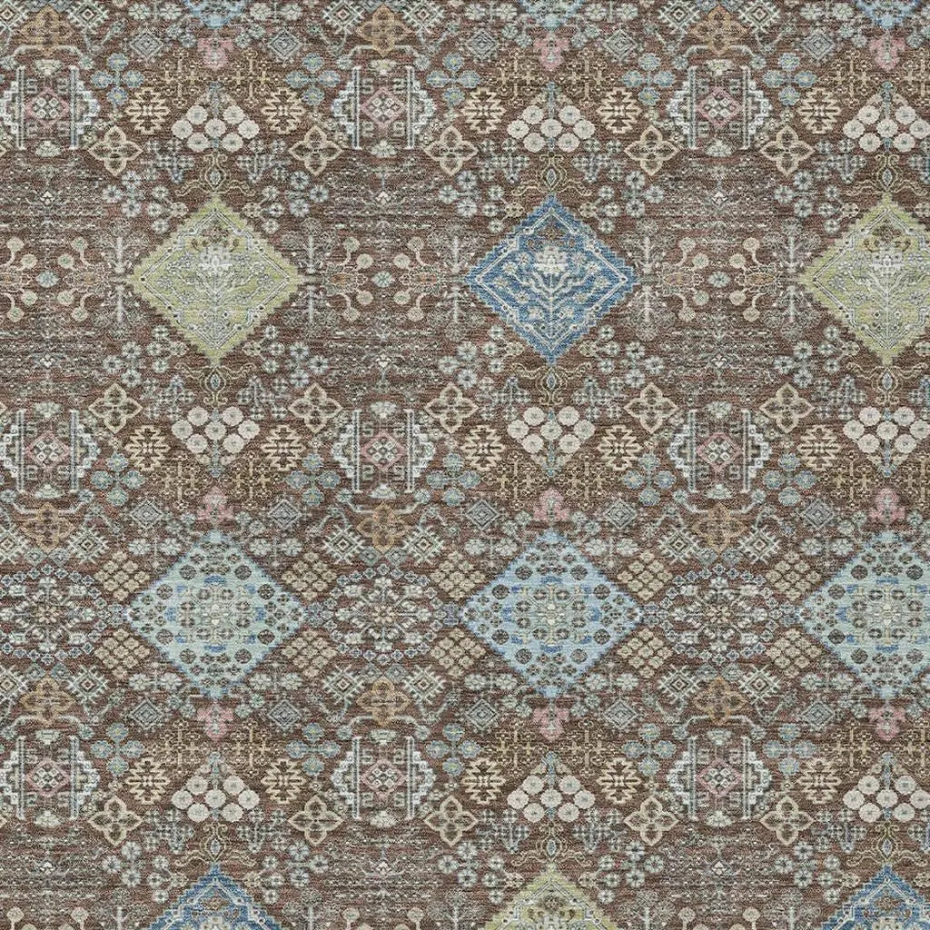 3' X 5' Chocolate And Green Oriental Washable Indoor Outdoor Area Rug Homeroots Outdoor