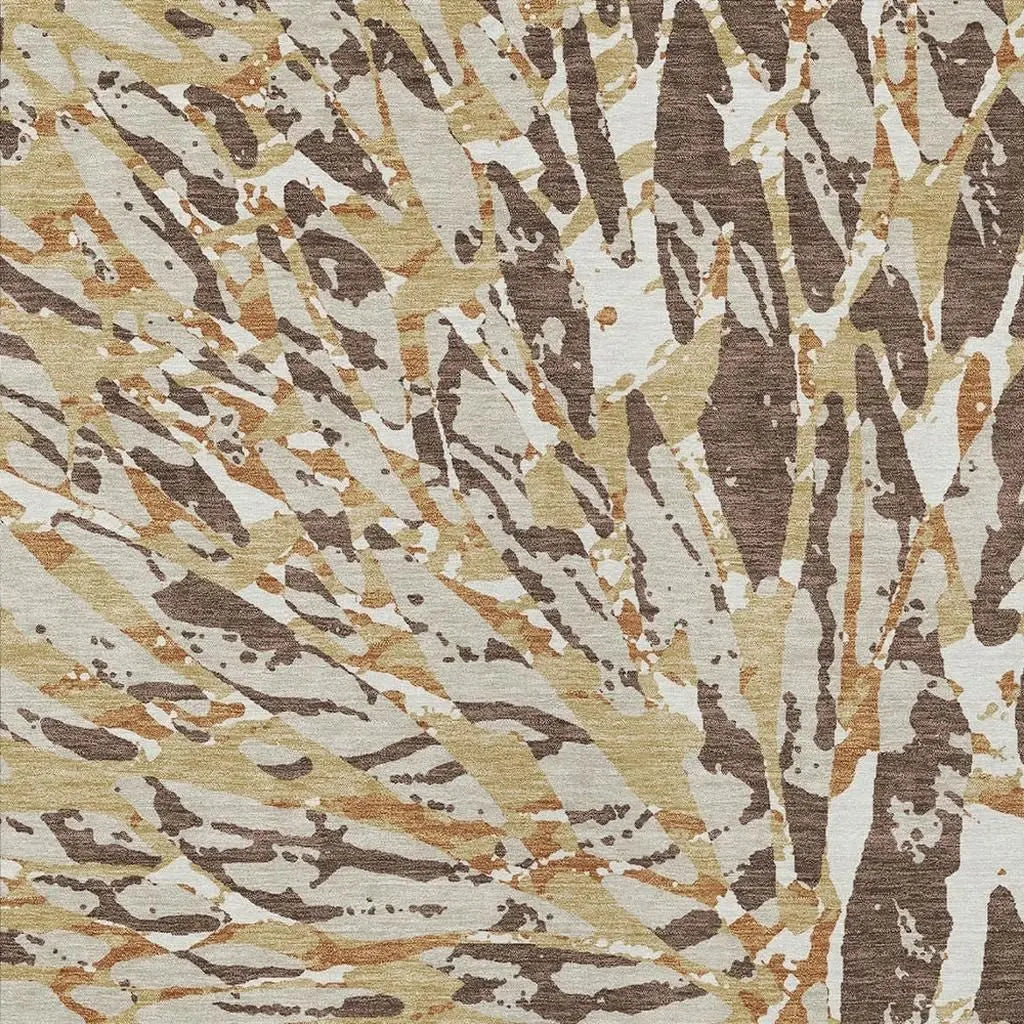 3' X 5' Chocolate And Ivory Abstract Washable Indoor Outdoor Area Rug Homeroots Outdoor
