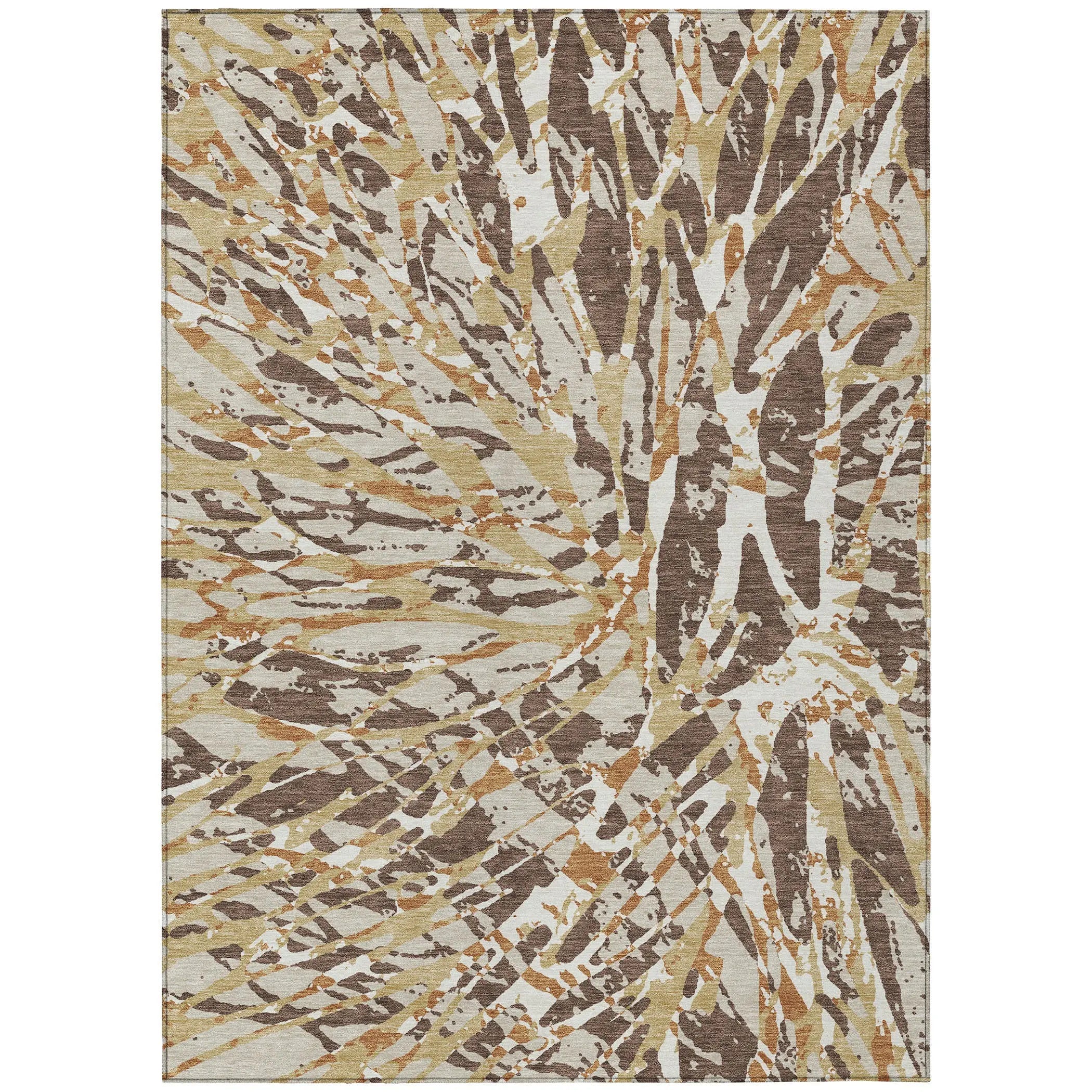 3' X 5' Chocolate And Ivory Abstract Washable Indoor Outdoor Area Rug Homeroots Outdoor