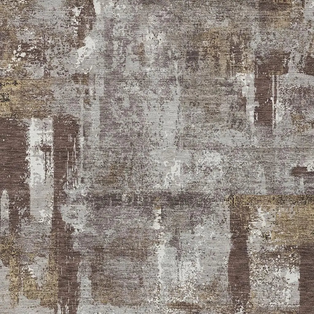 3' X 5' Chocolate And Ivory Abstract Washable Indoor Outdoor Area Rug Homeroots Outdoor