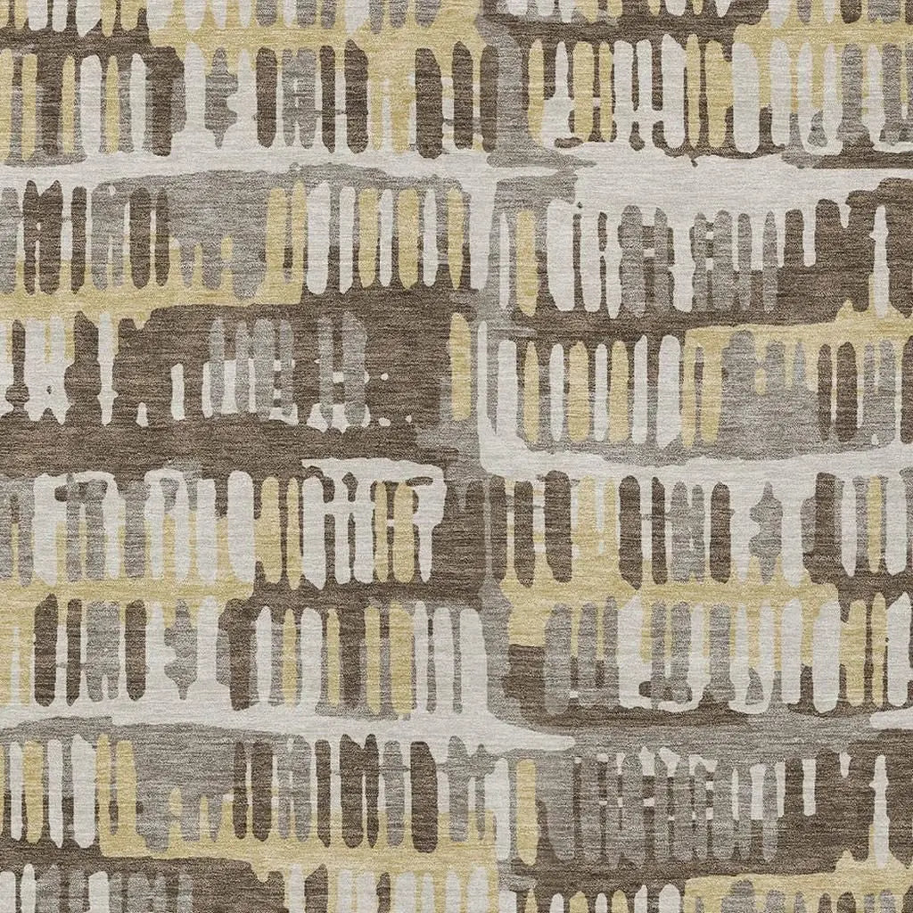 3' X 5' Chocolate And Ivory Abstract Washable Indoor Outdoor Area Rug Homeroots Outdoor