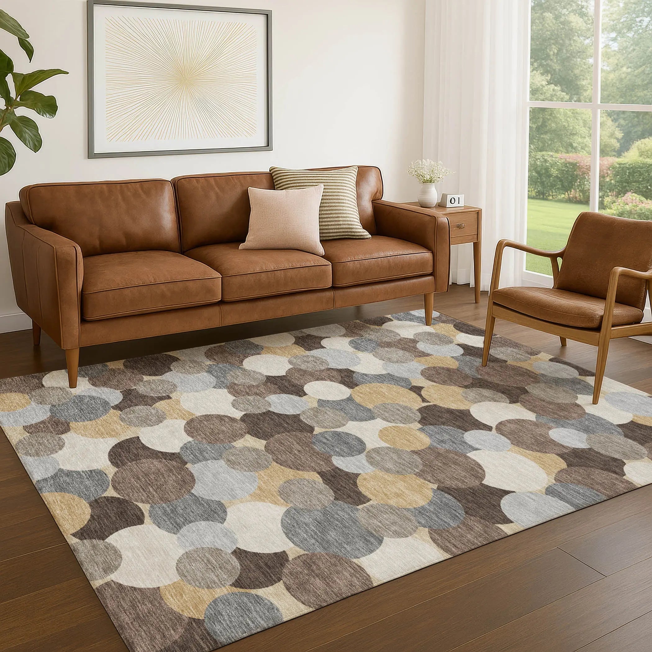 3' X 5' Chocolate And Ivory Geometric Washable Indoor Outdoor Area Rug Homeroots Outdoor
