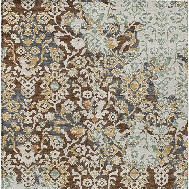3' X 5' Chocolate And Ivory Geometric Washable Indoor Outdoor Area Rug Homeroots Outdoor