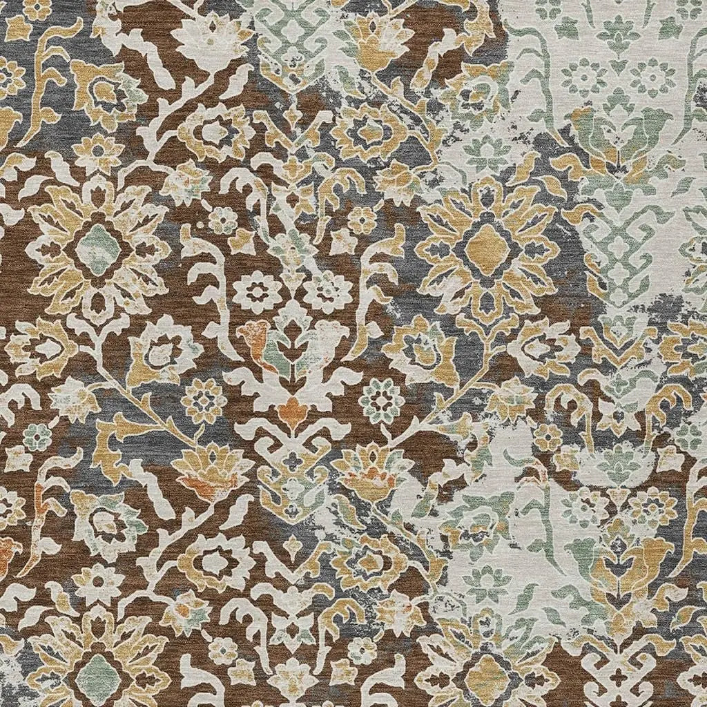 3' X 5' Chocolate And Ivory Geometric Washable Indoor Outdoor Area Rug Homeroots Outdoor