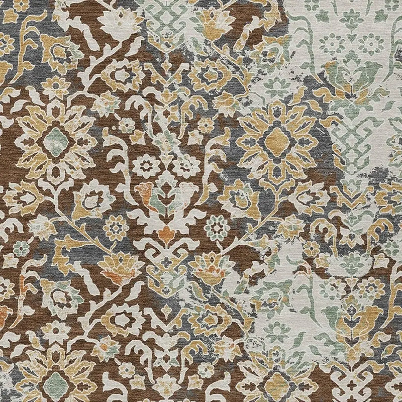 3' X 5' Chocolate And Ivory Geometric Washable Indoor Outdoor Area Rug Homeroots Outdoor