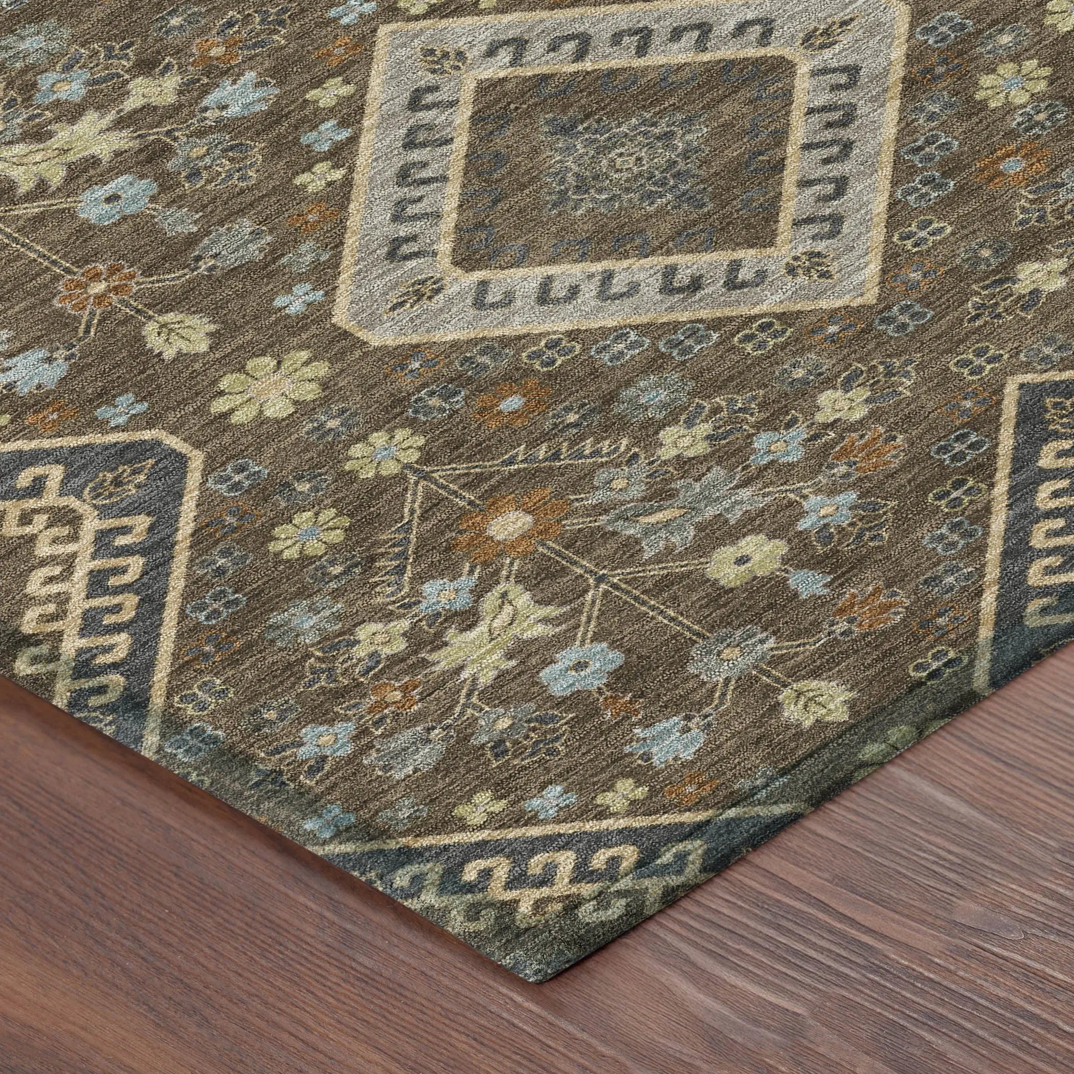 3' X 5' Chocolate And Orange Medallion Washable Indoor Outdoor Area Rug Homeroots Outdoor