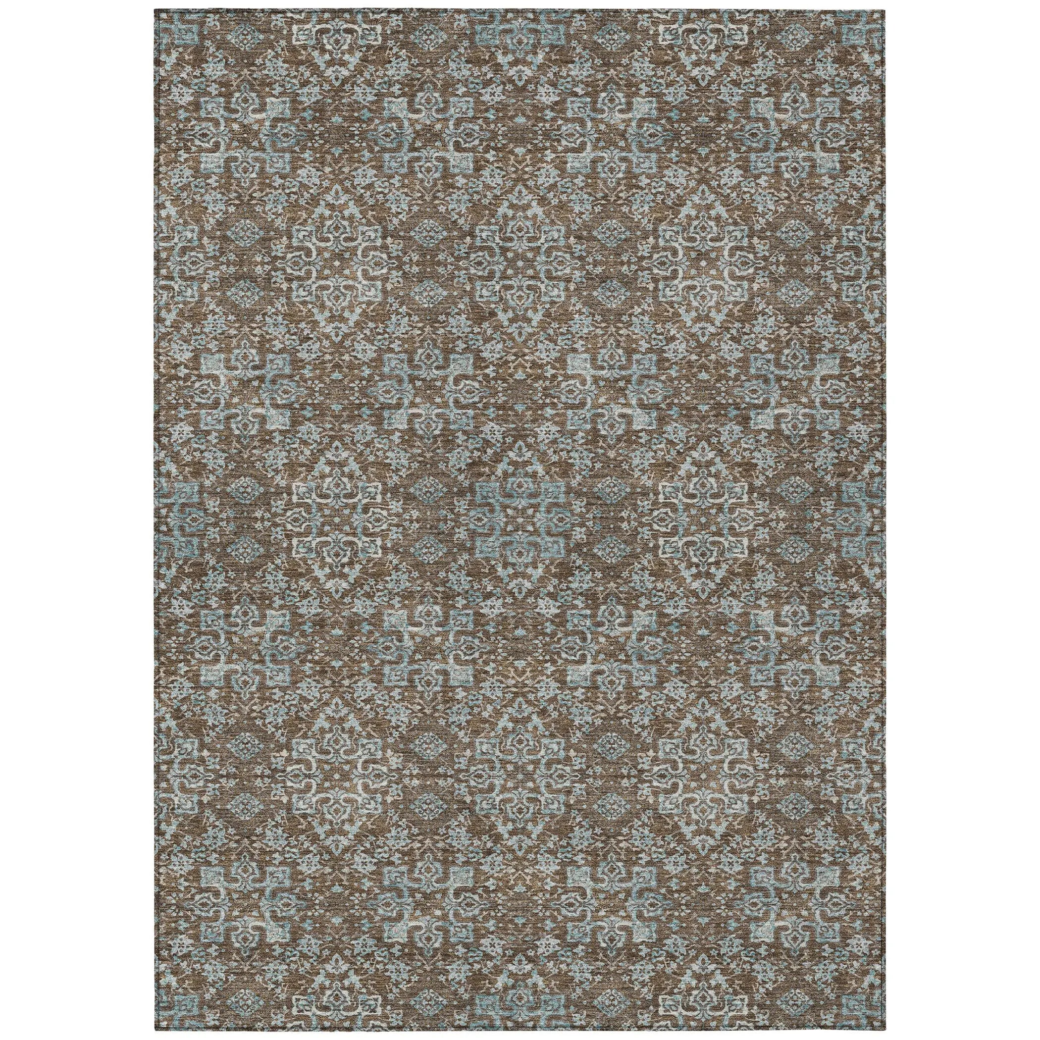 3' X 5' Chocolate And Pearl Oriental Washable Indoor Outdoor Area Rug Homeroots Outdoor