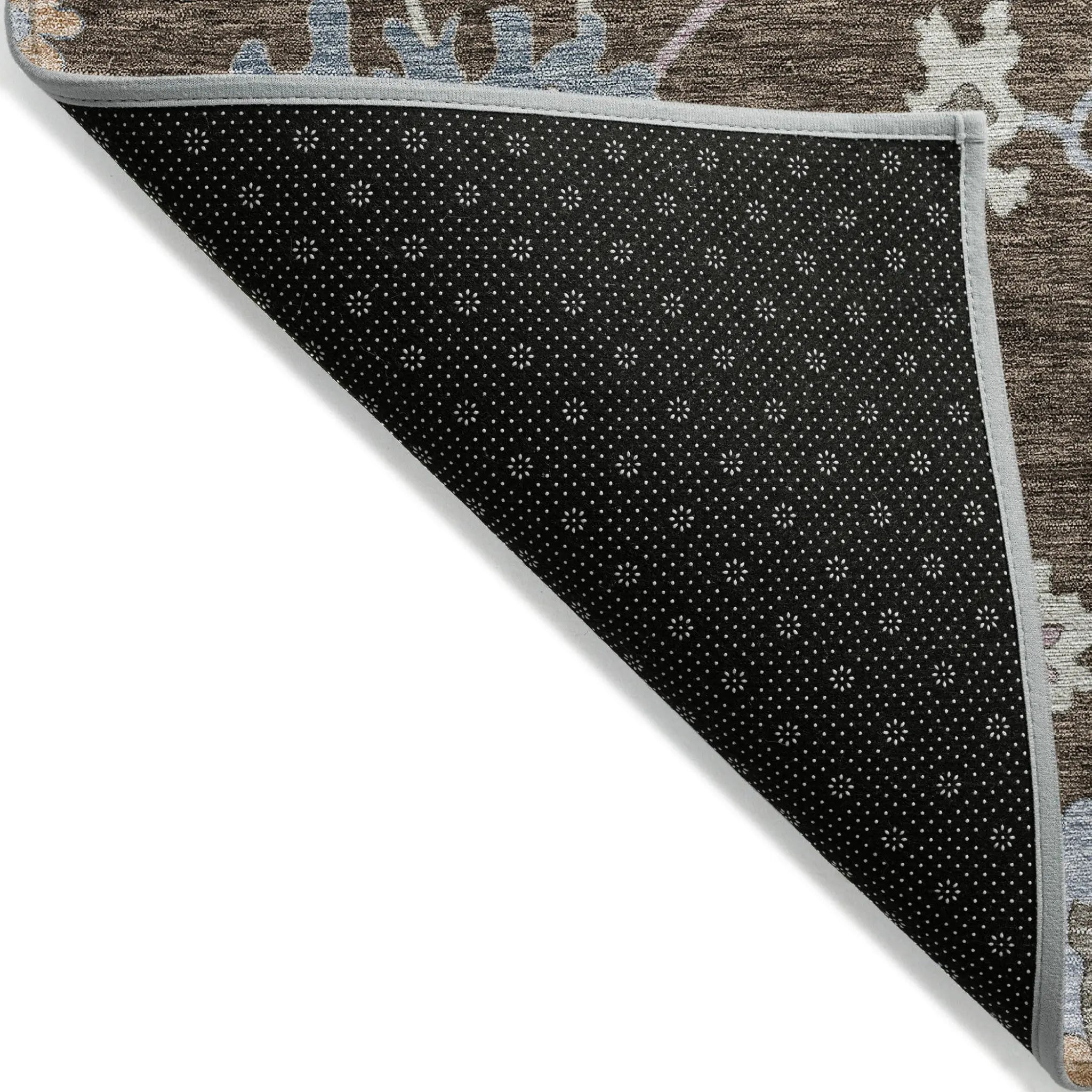 3' X 5' Chocolate Beige And Blue Floral Washable Indoor Outdoor Area Rug Homeroots Outdoor