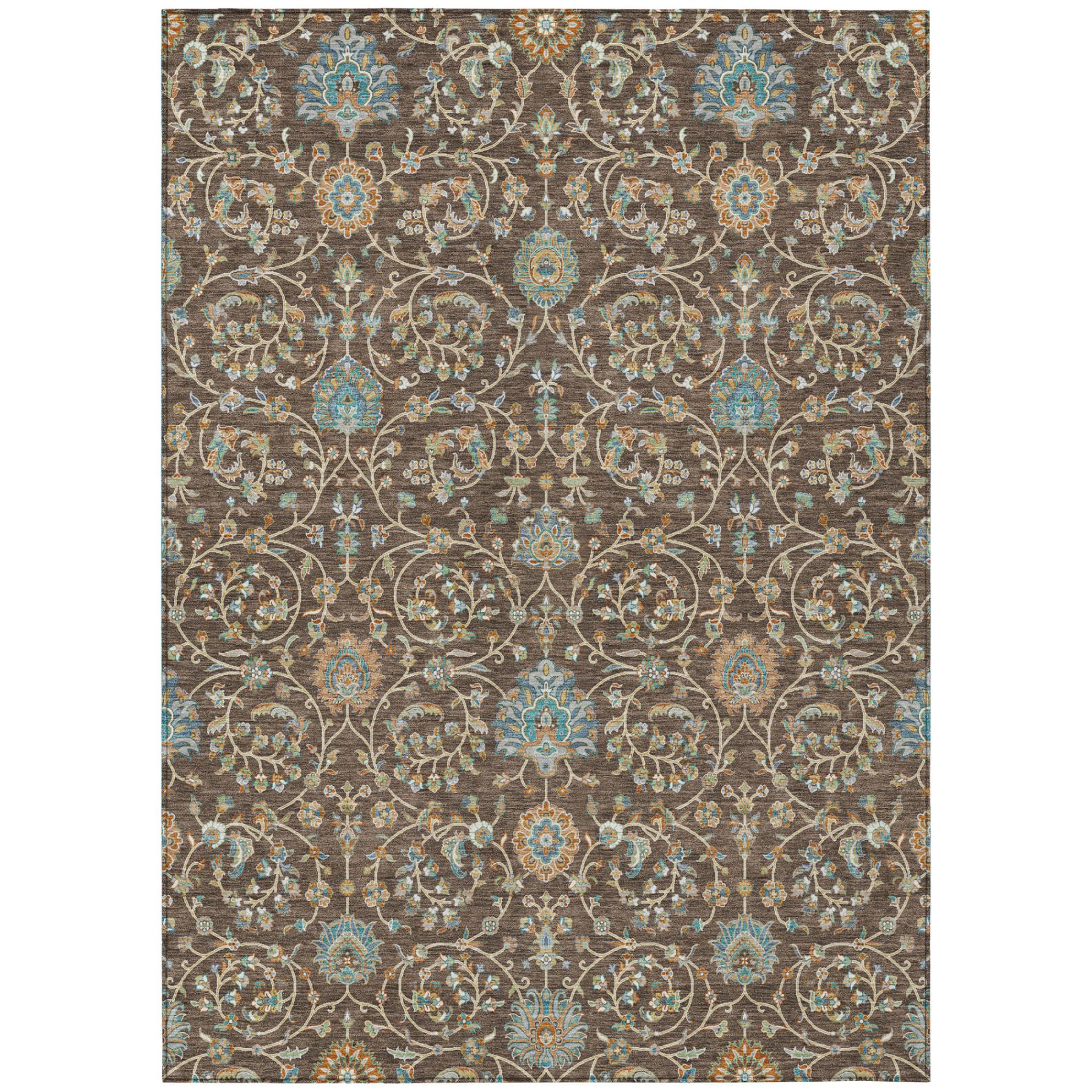 3' X 5' Coffee And Brown Floral Washable Indoor Outdoor Area Rug Homeroots Outdoor
