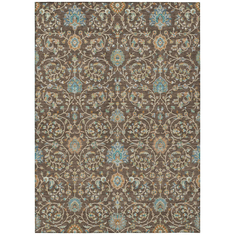 3' X 5' Coffee And Brown Floral Washable Indoor Outdoor Area Rug Homeroots Outdoor