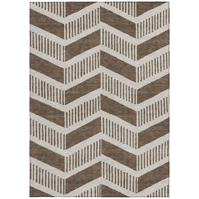 3' X 5' Coffee And Brown Geometric Washable Indoor Outdoor Area Rug Homeroots Outdoor