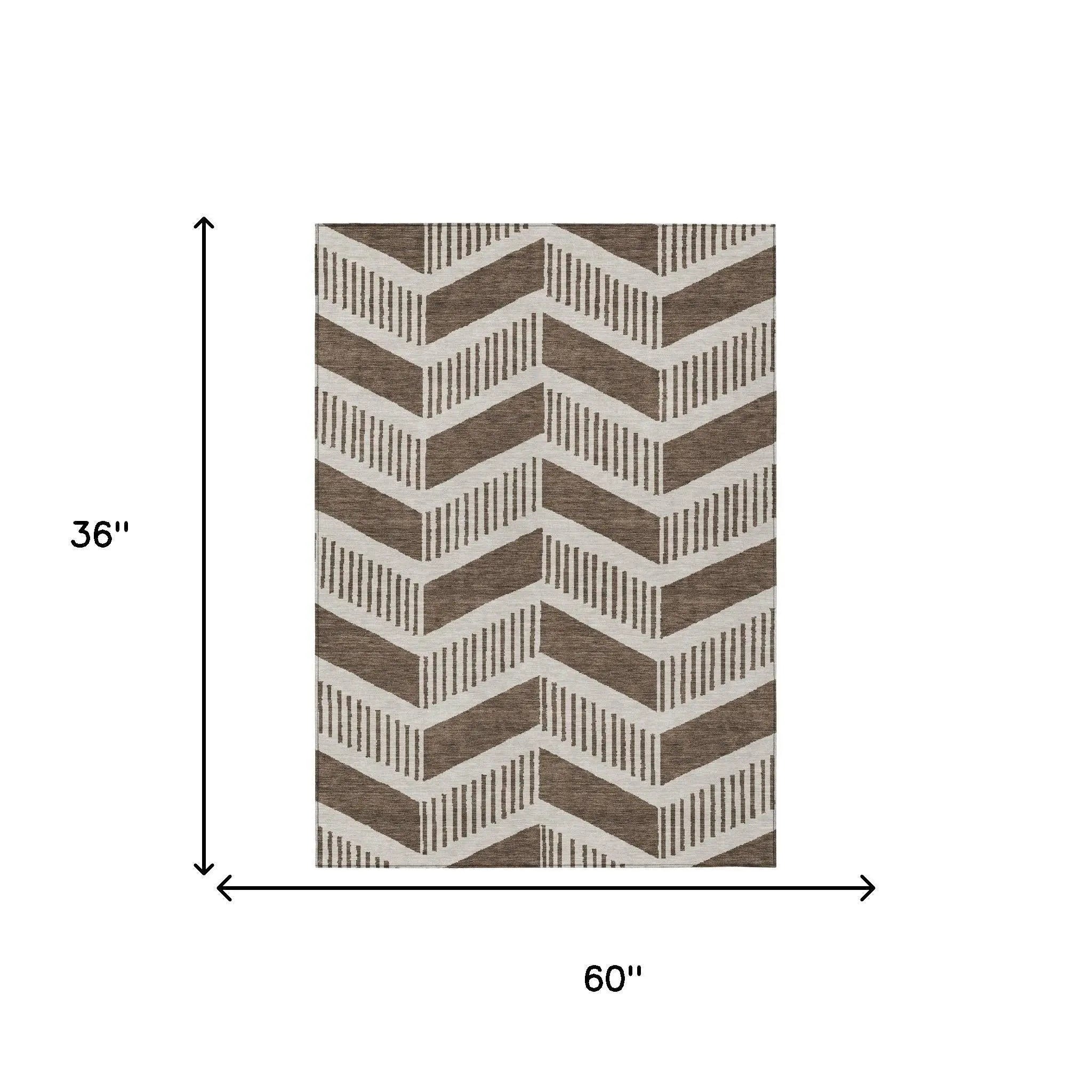 3' X 5' Coffee And Brown Geometric Washable Indoor Outdoor Area Rug Homeroots Outdoor