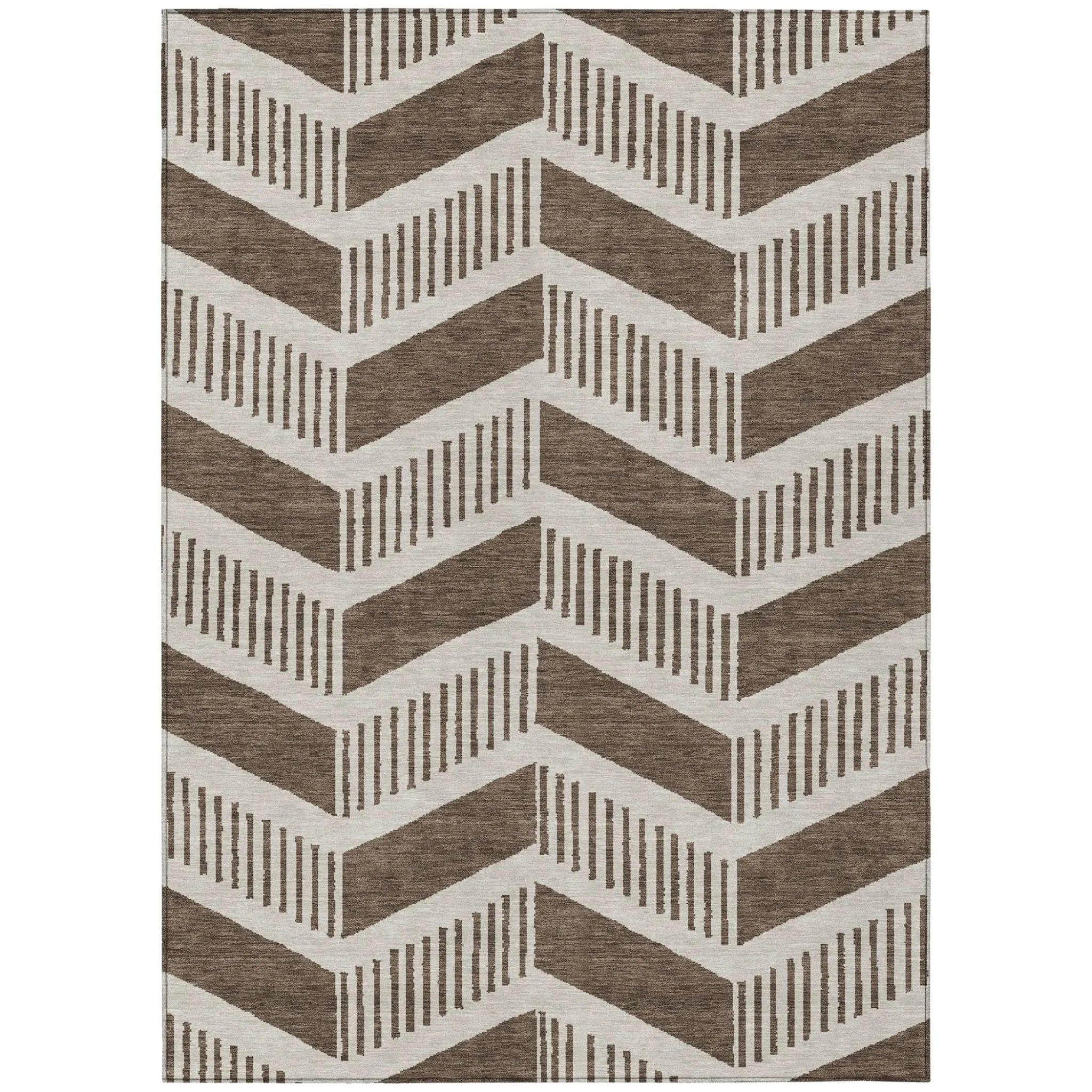3' X 5' Coffee And Brown Geometric Washable Indoor Outdoor Area Rug Homeroots Outdoor