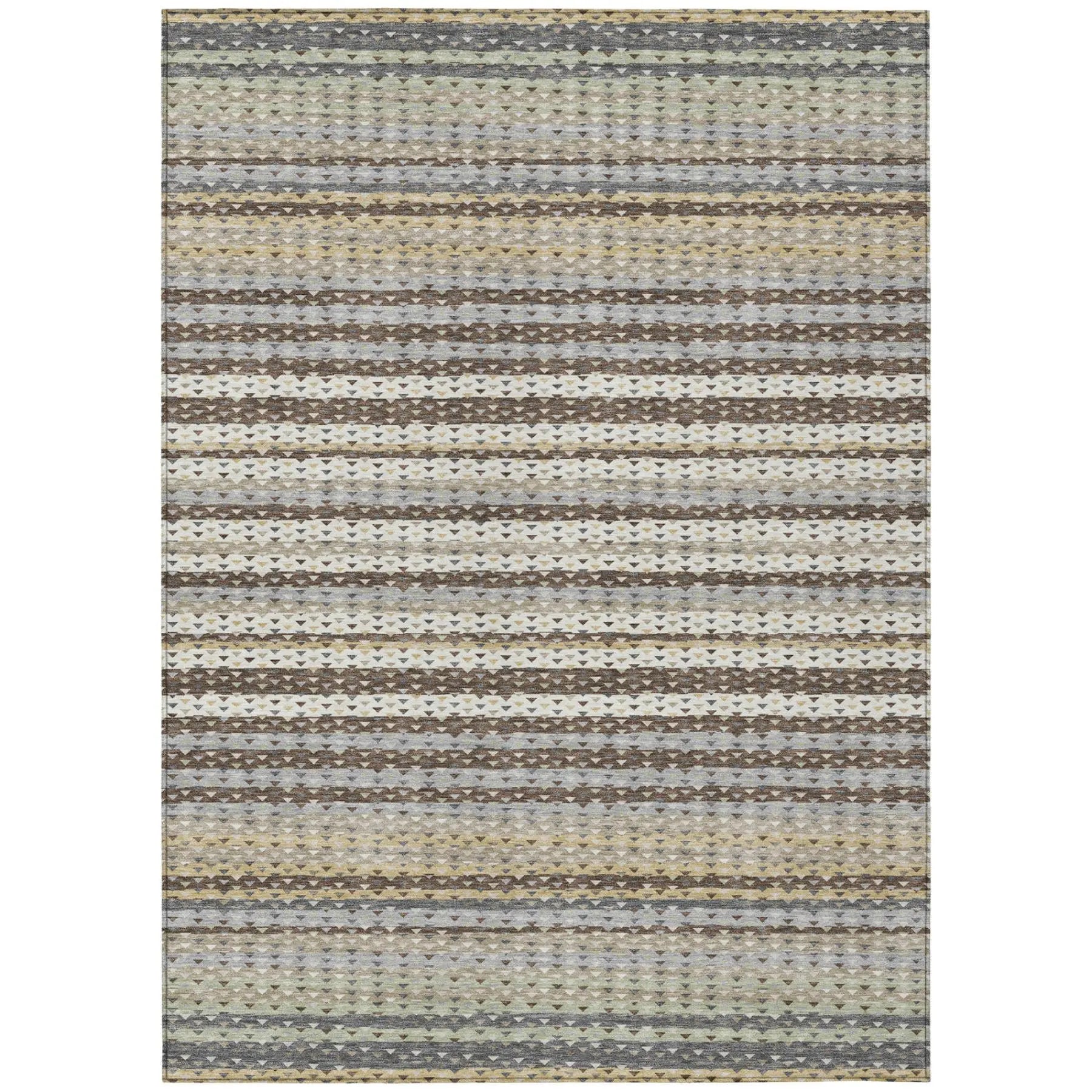 3' X 5' Coffee And Brown Striped Washable Indoor Outdoor Area Rug Homeroots Outdoor