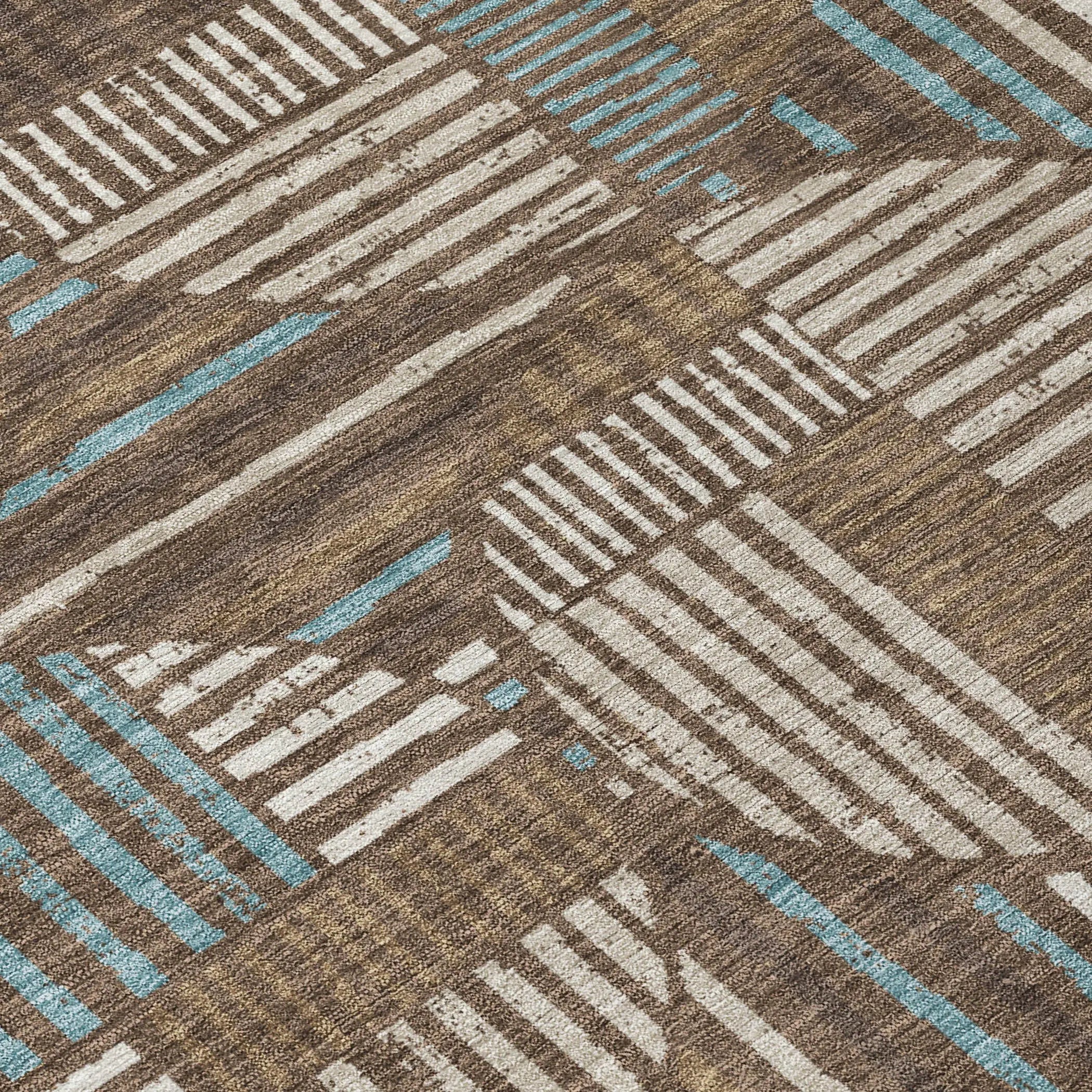 3' X 5' Coffee And Graphite Geometric Washable Indoor Outdoor Area Rug Homeroots Outdoor