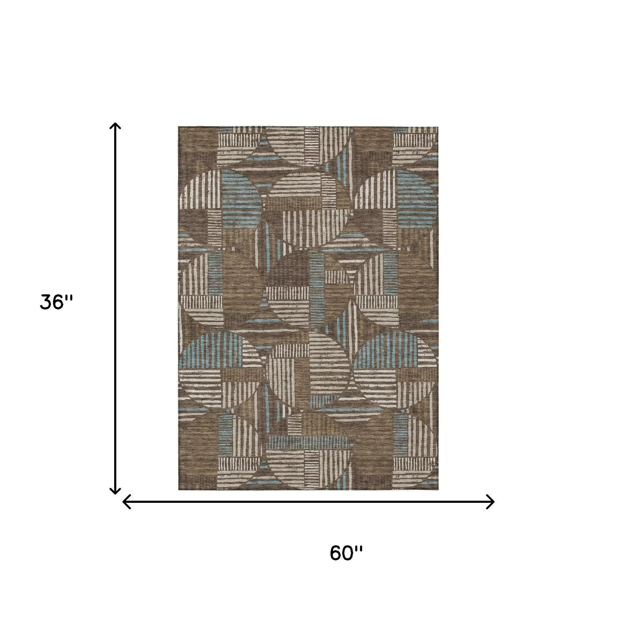 3' X 5' Coffee And Graphite Geometric Washable Indoor Outdoor Area Rug Homeroots Outdoor