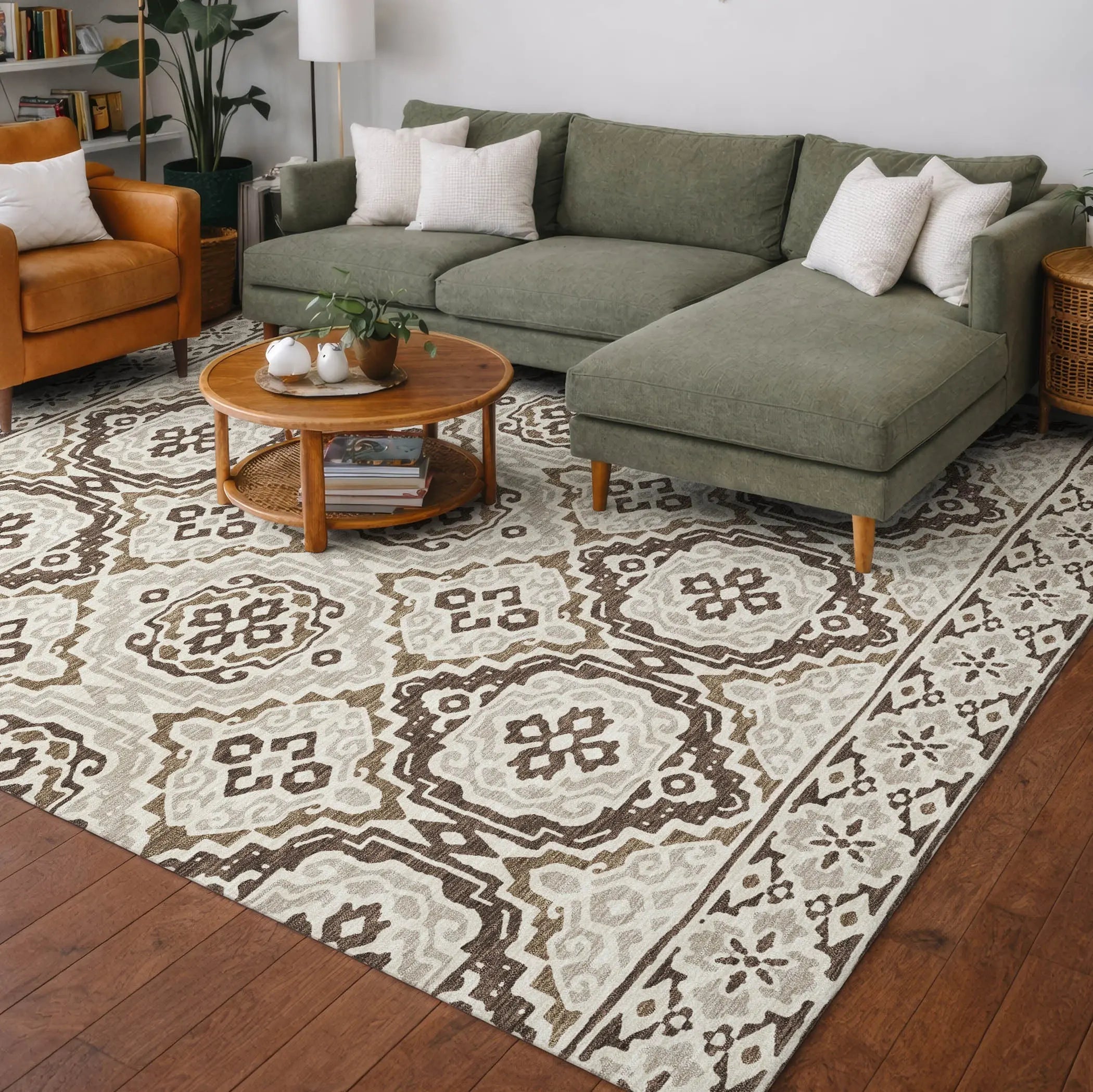 3' X 5' Coffee And Gray Tribal Washable Indoor Outdoor Area Rug Homeroots Outdoor