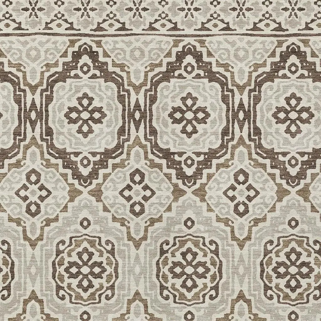 3' X 5' Coffee And Gray Tribal Washable Indoor Outdoor Area Rug Homeroots Outdoor
