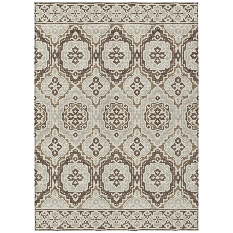 3' X 5' Coffee And Gray Tribal Washable Indoor Outdoor Area Rug Homeroots Outdoor
