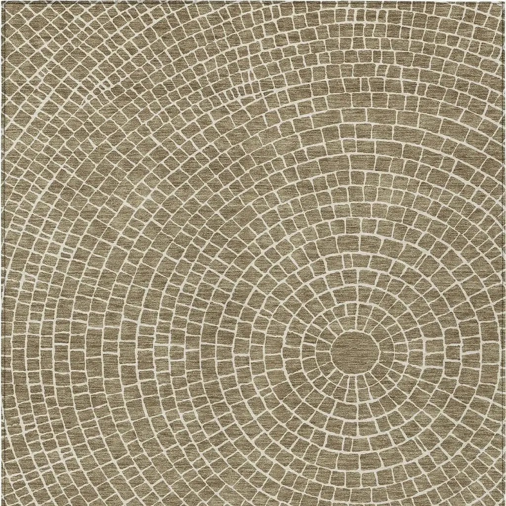 3' X 5' Coffee And Ivory Geometric Washable Indoor Outdoor Area Rug Homeroots Outdoor