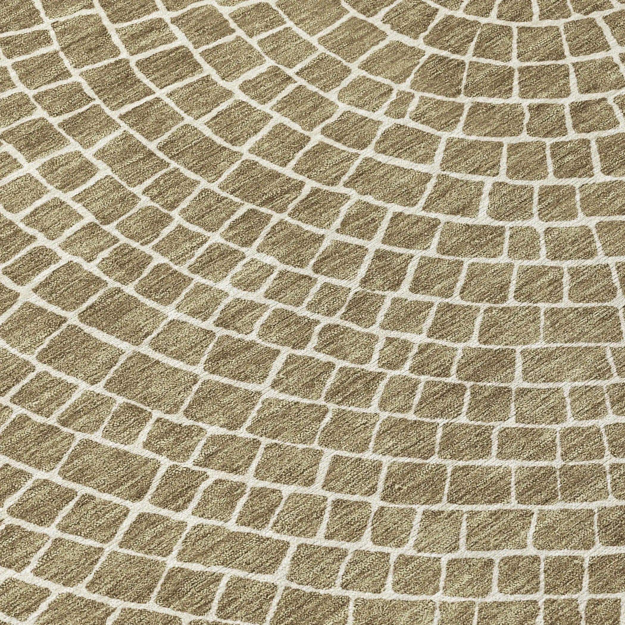 3' X 5' Coffee And Ivory Geometric Washable Indoor Outdoor Area Rug Homeroots Outdoor