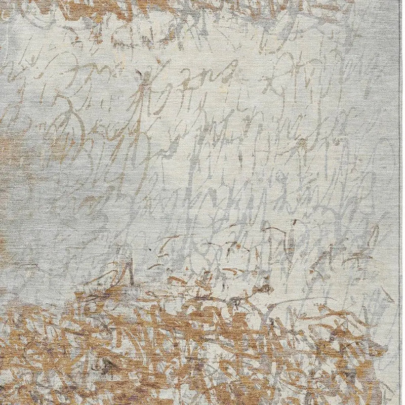 3' X 5' Copper And Beige Abstract Washable Indoor Outdoor Area Rug Homeroots Outdoor