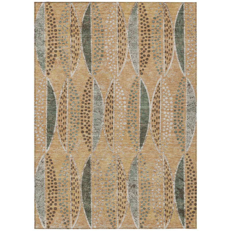 3' X 5' Copper And Beige Geometric Washable Indoor Outdoor Area Rug Homeroots Outdoor