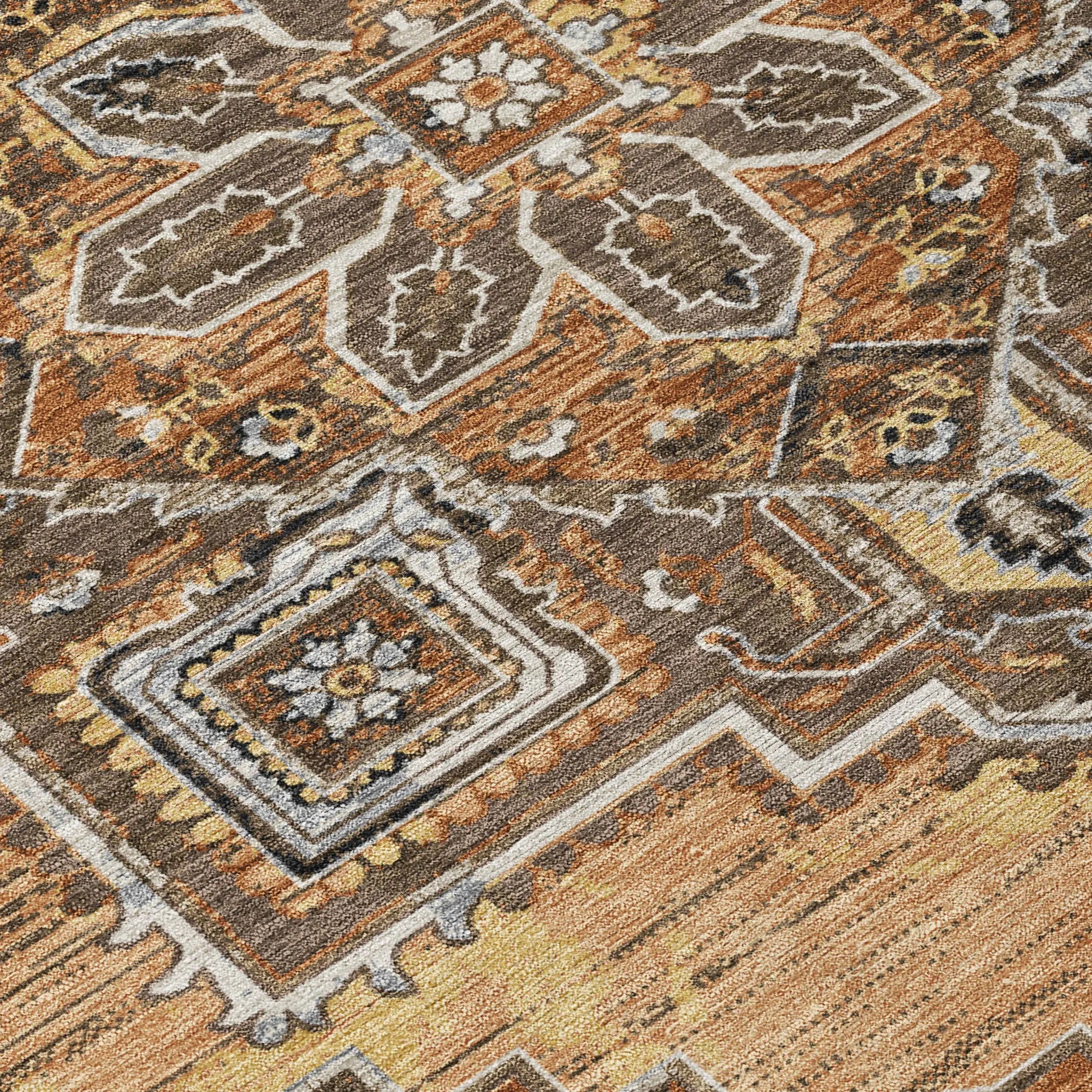 3' X 5' Copper And Beige Oriental Washable Indoor Outdoor Area Rug Homeroots Outdoor