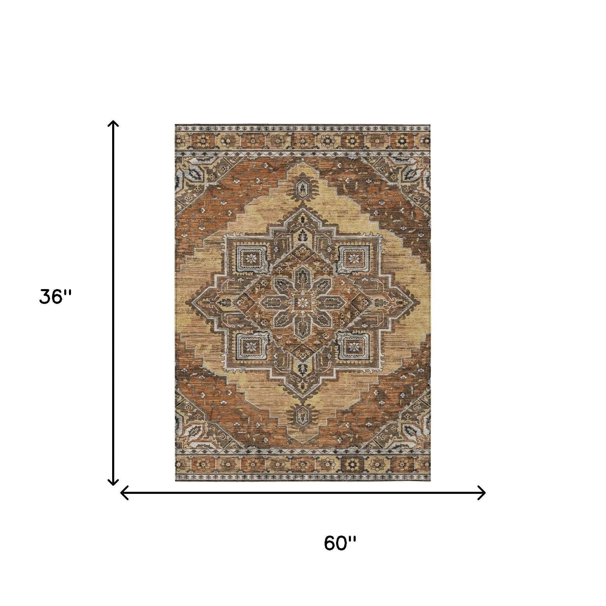 3' X 5' Copper And Beige Oriental Washable Indoor Outdoor Area Rug Homeroots Outdoor