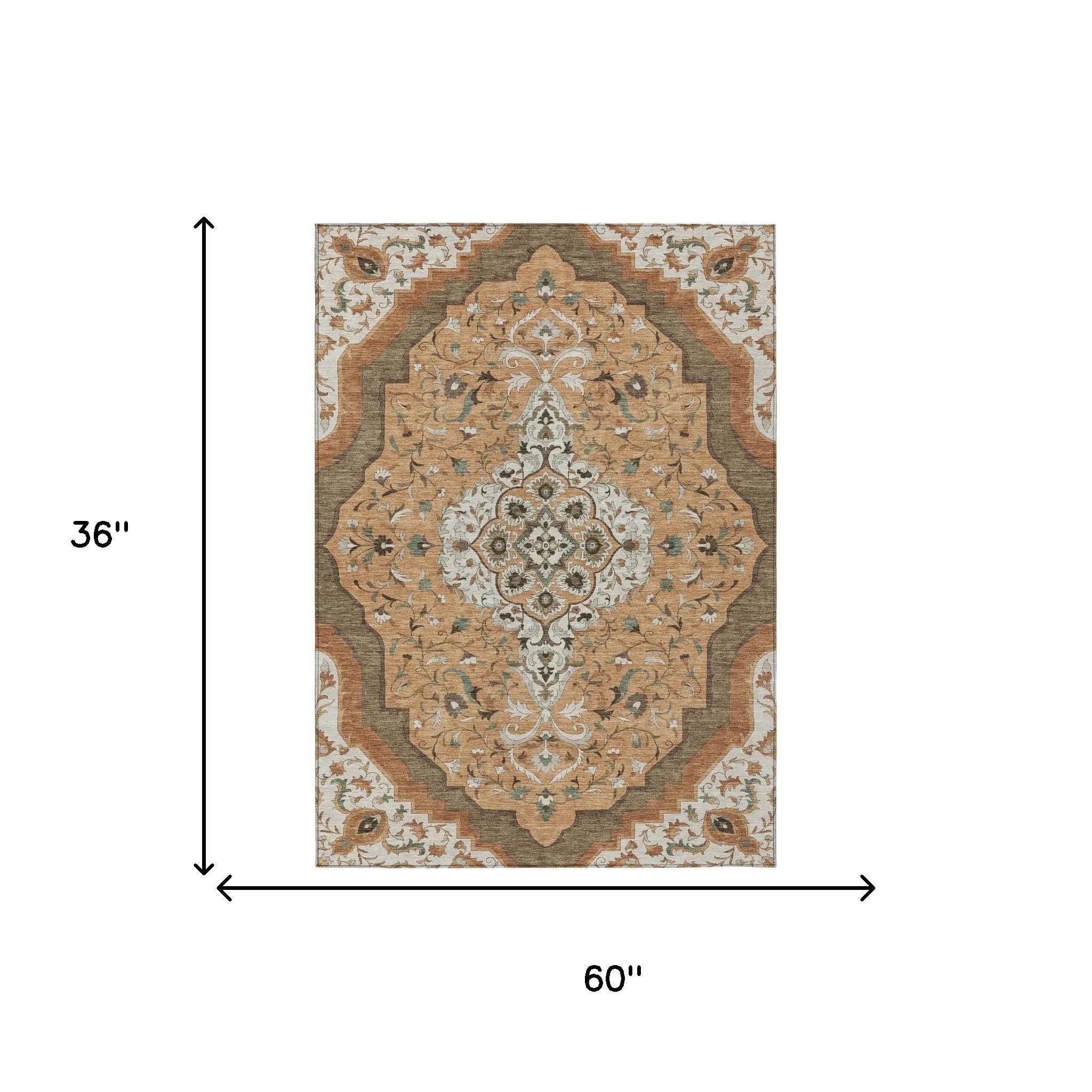 3' X 5' Copper And Blue Medallion Washable Indoor Outdoor Area Rug Homeroots Outdoor