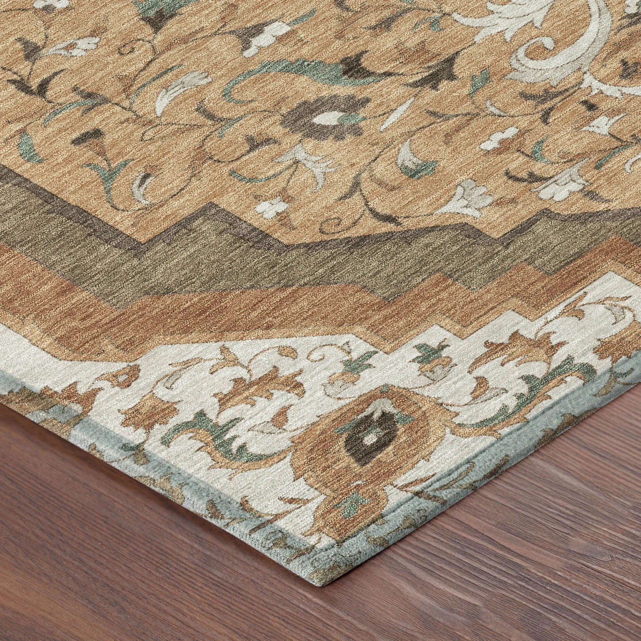 3' X 5' Copper And Blue Medallion Washable Indoor Outdoor Area Rug Homeroots Outdoor
