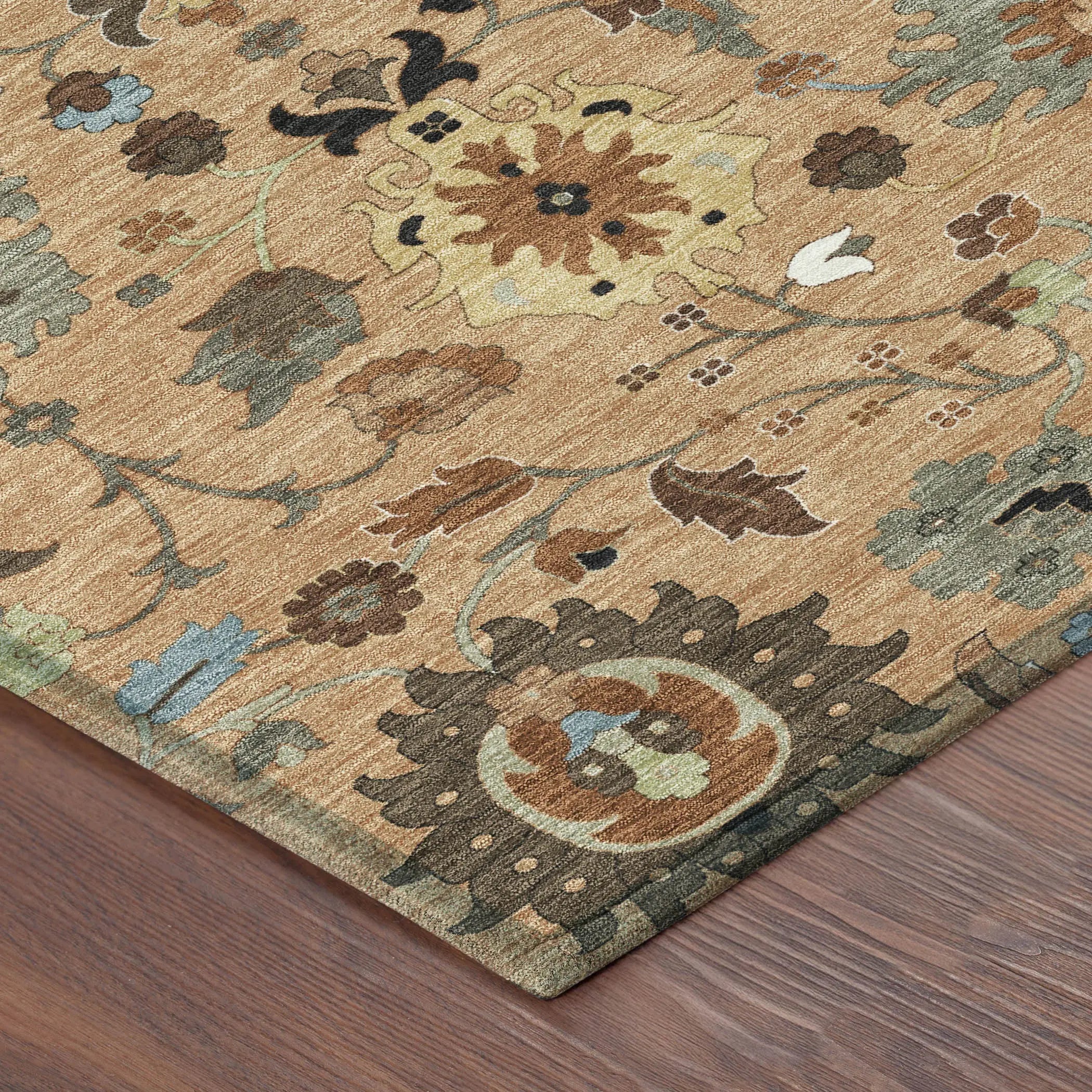 3' X 5' Copper And Brown Floral Medallion Washable Indoor Outdoor Area Rug Homeroots Outdoor