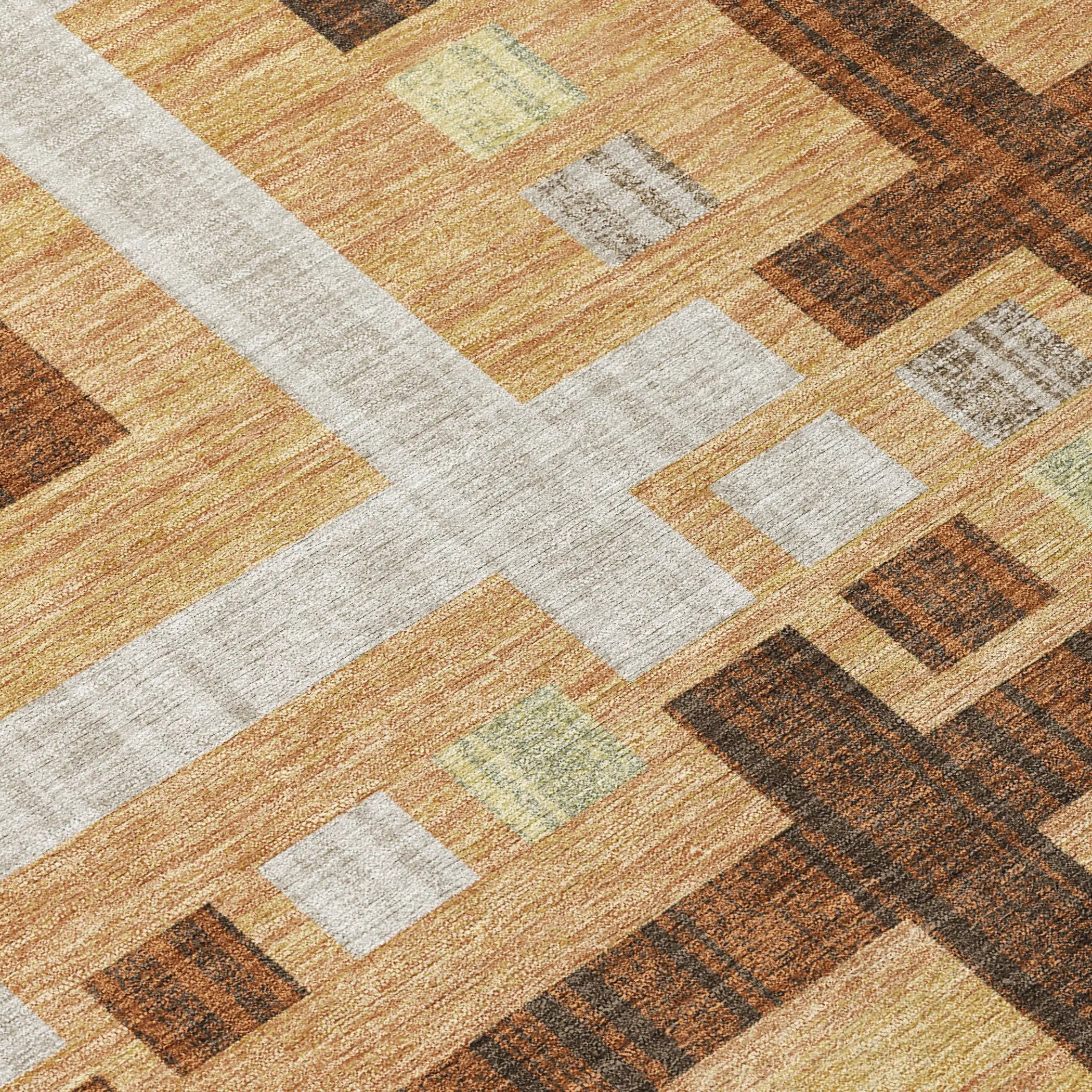 3' X 5' Copper And Brown Geometric Washable Indoor Outdoor Area Rug Homeroots Outdoor