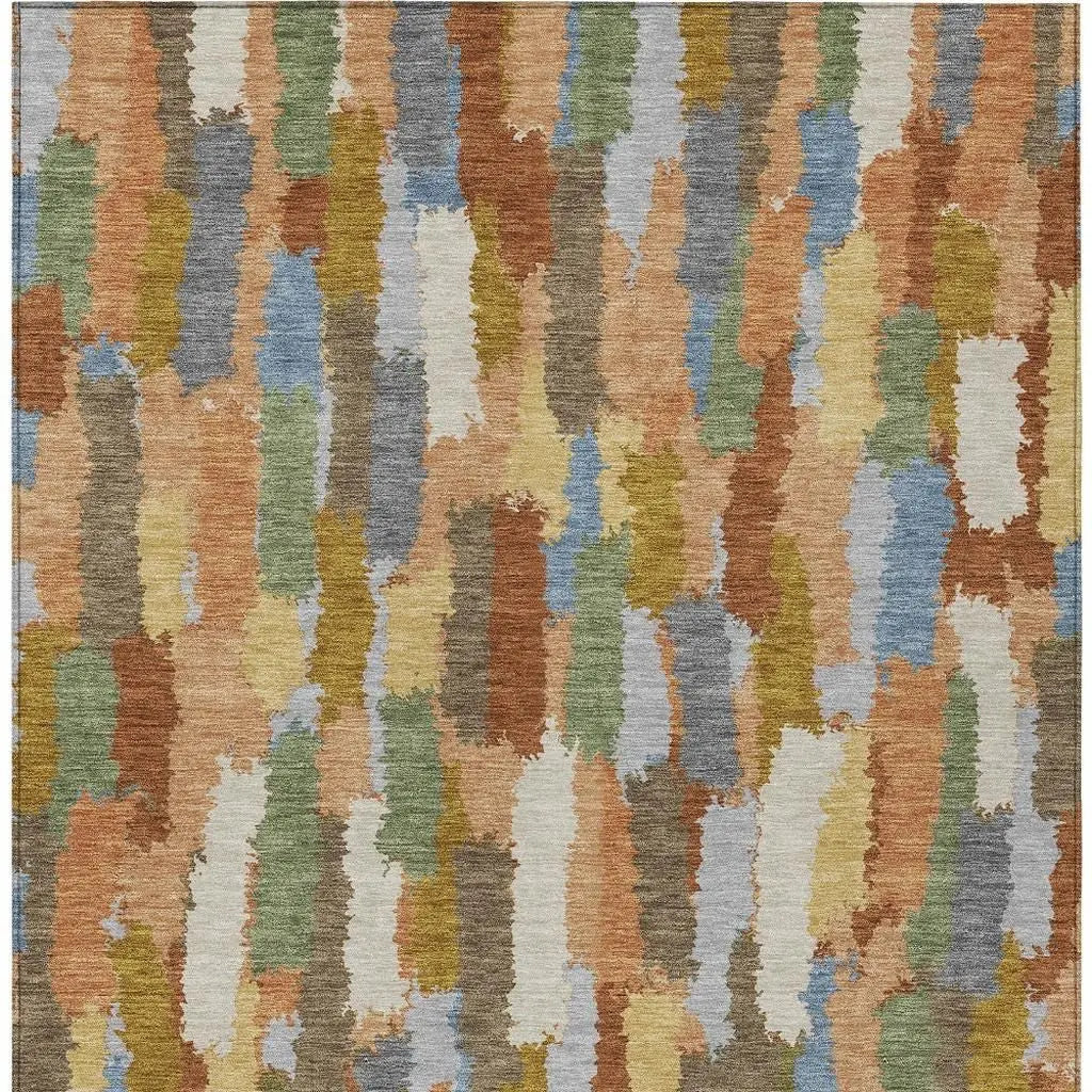 3' X 5' Copper And Chocolate Striped Washable Indoor Outdoor Area Rug Homeroots Outdoor