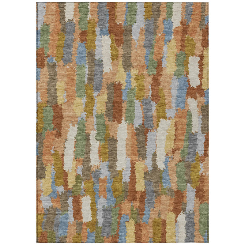 3' X 5' Copper And Chocolate Striped Washable Indoor Outdoor Area Rug Homeroots Outdoor