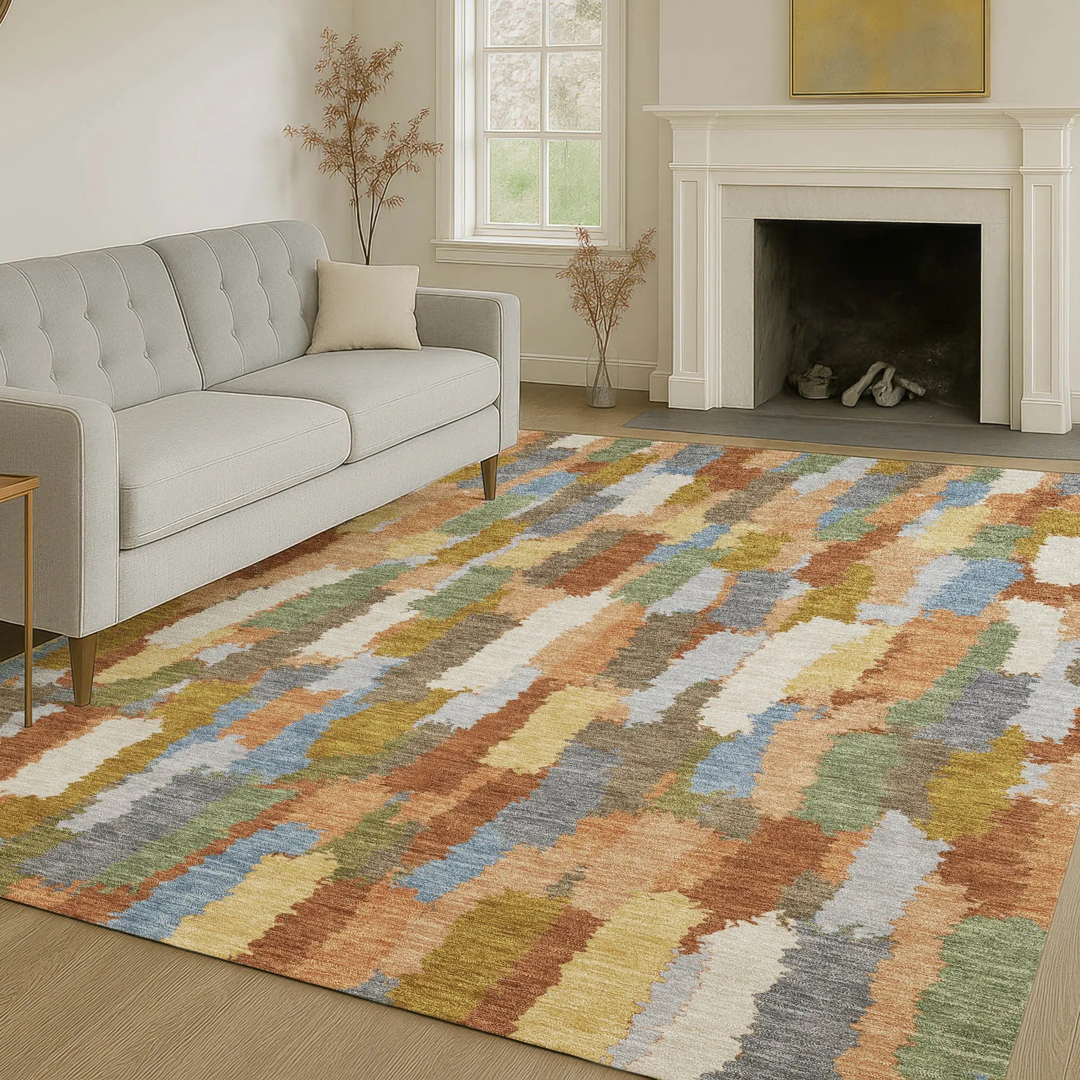 3' X 5' Copper And Chocolate Striped Washable Indoor Outdoor Area Rug Homeroots Outdoor