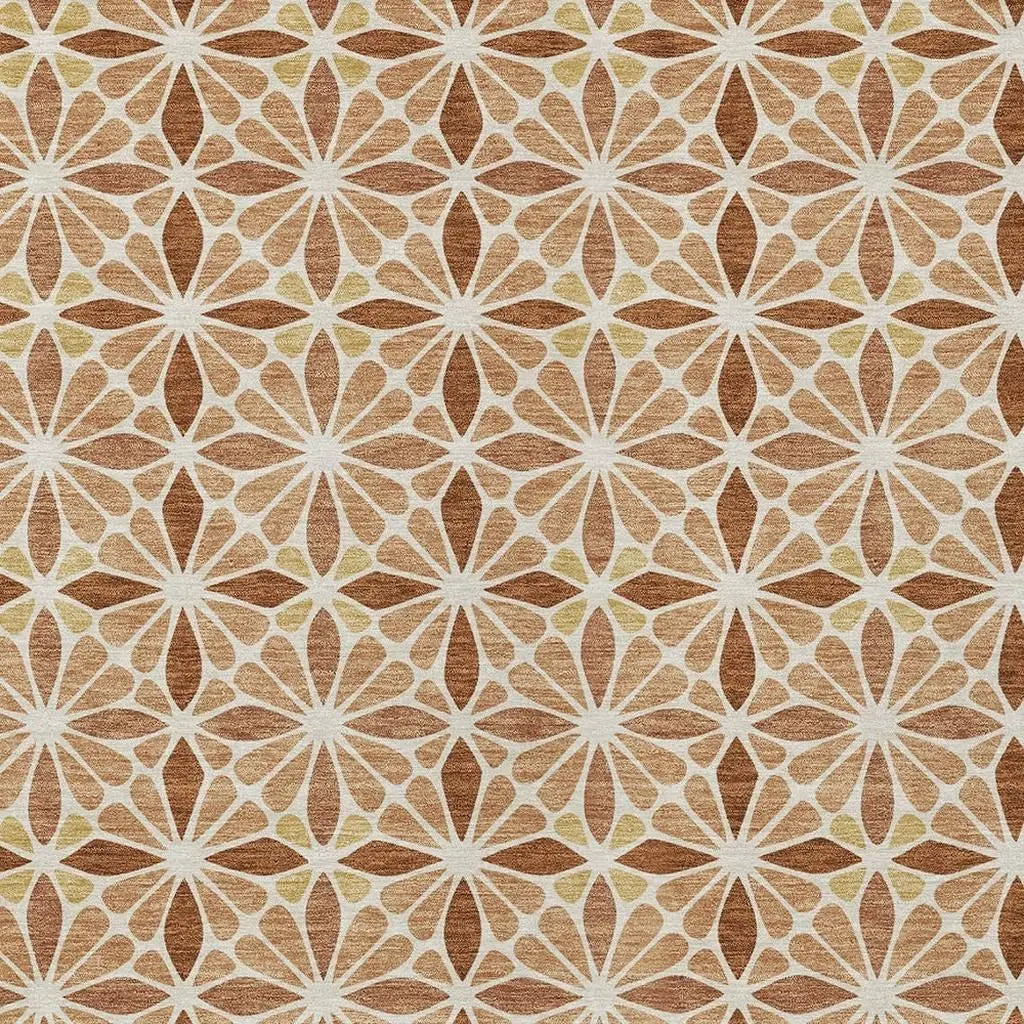 3' X 5' Copper And Gold Geometric Washable Indoor Outdoor Area Rug Homeroots Outdoor