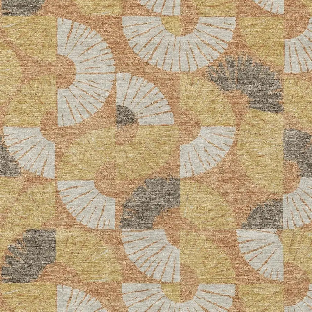 3' X 5' Copper And Gold Geometric Washable Indoor Outdoor Area Rug Homeroots Outdoor